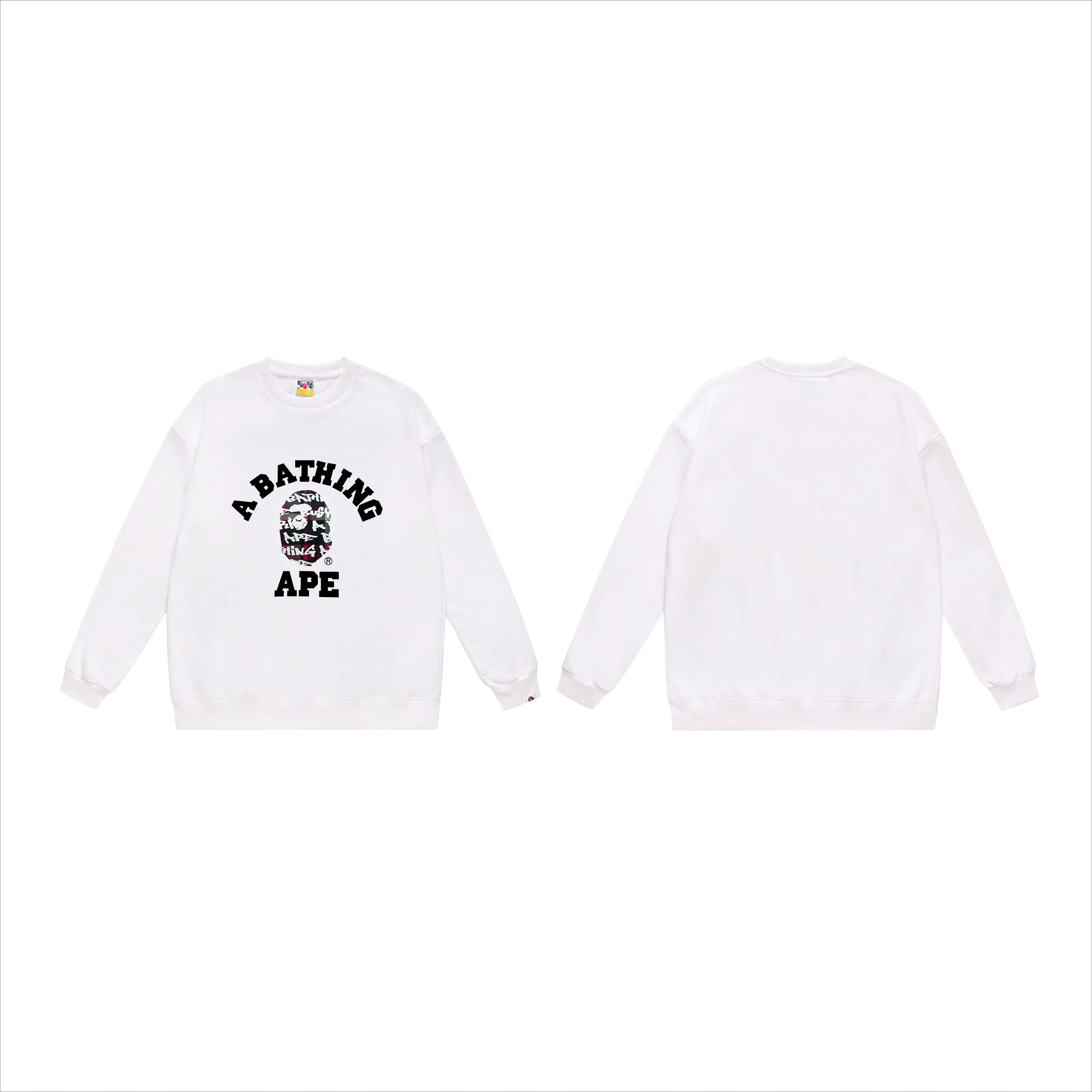 P170 model number SC559# terry 80 plus velvet 85 (top version) BAPE ape head letter print graffiti plaid pattern round neck sweatshirt. Made of 350g large terry (drop shoulder large version) fabric, soft texture and no pilling. Imported environmentally friendly printing glue, bright and three-dimensional pattern. Quality 💥Same style for men and women. The upper body is trendy. Color: black and blue, white and blue, gray and blue, black and red, white and red, gray and red. Size: S M L XL XXL