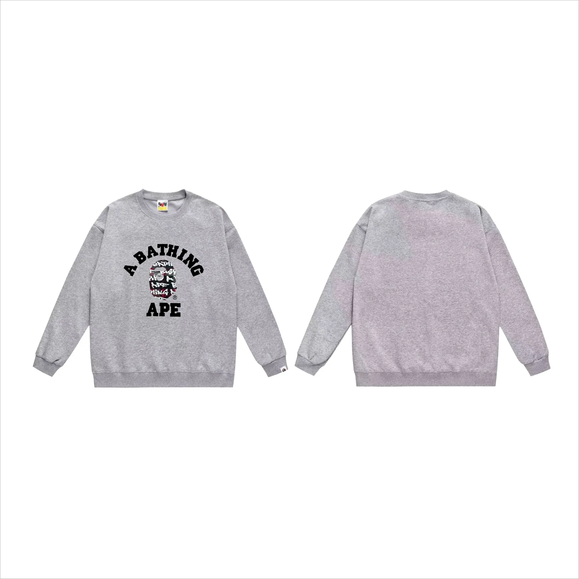 P170 model number SC559# terry 80 plus velvet 85 (top version) BAPE ape head letter print graffiti plaid pattern round neck sweatshirt. Made of 350g large terry (drop shoulder large version) fabric, soft texture and no pilling. Imported environmentally friendly printing glue, bright and three-dimensional pattern. Quality 💥Same style for men and women. The upper body is trendy. Color: black and blue, white and blue, gray and blue, black and red, white and red, gray and red. Size: S M L XL XXL