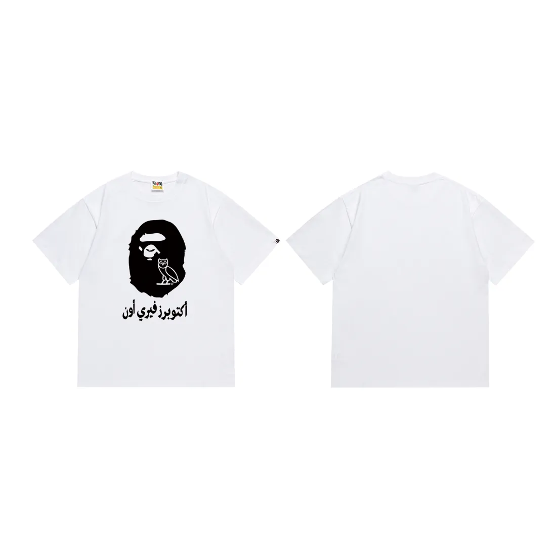 P110 SC010# (top version) BAPE ape head printed short-sleeved T-shirt Japanese trendy brand for men. Made of 260 grams of high-quality high-weave pure cotton fabric. Double yarn combed. The texture is soft and non-pilling. Imported environmentally friendly printing glue. The pattern is bright and three-dimensional. Quality💥Same style for men and women. The upper body is trendy. Color: black and white. Size: S M L XL XXL