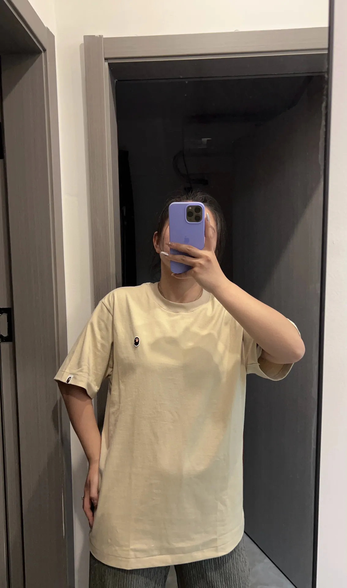 💰140 BAPE classic embroidered ape badge ZP version 280g weight linen cotton fabric Couple model: S-XXL [Black White Rice Apricot Navy]