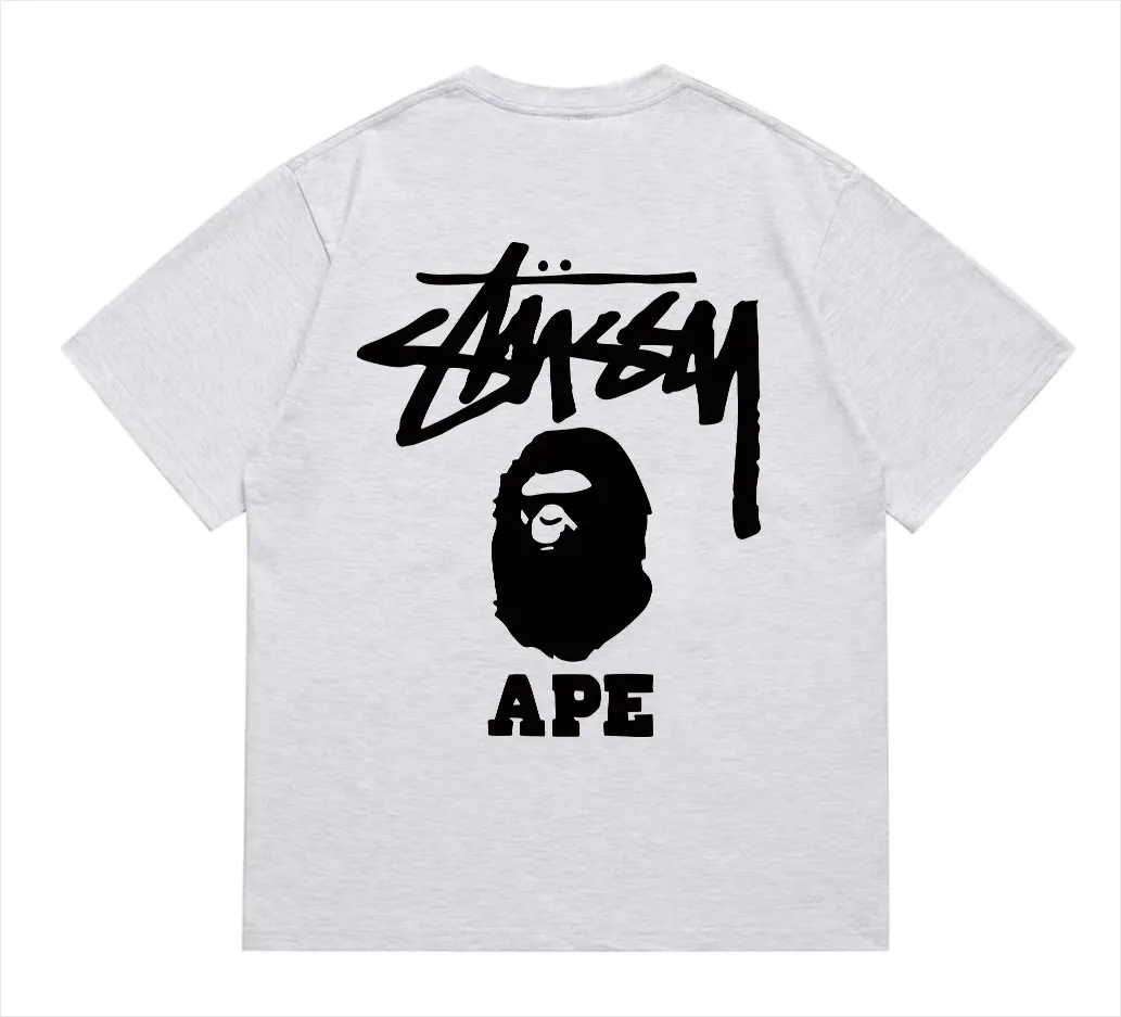 SC202#p110💰 (top version) BAPE×Stussy co-branded Stussy letter ape print T-shirt Made of 260 grams of high-quality high-weave pure cotton fabric, double yarn combed, soft texture without pilling, imported environmentally friendly printing glue, bright and three-dimensional pattern, quality 💥Same style for men and women, the upper body is fashionable Color: black pink white pink gray pink pink pink red pink black and white gray and white pink and white red and white white and black Gray and black Pink and black Red and black Size: S M L XL XXL