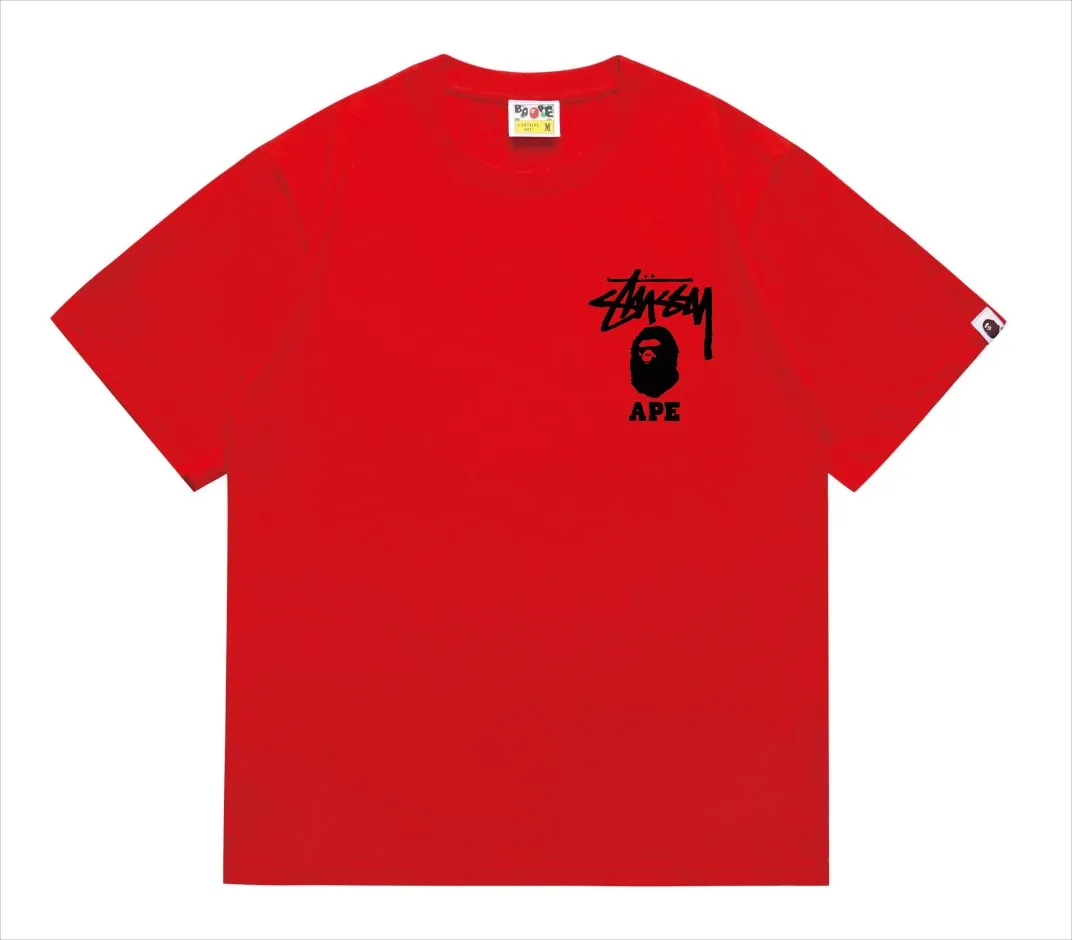 SC202#p110💰 (top version) BAPE×Stussy co-branded Stussy letter ape print T-shirt Made of 260 grams of high-quality high-weave pure cotton fabric, double yarn combed, soft texture without pilling, imported environmentally friendly printing glue, bright and three-dimensional pattern, quality 💥Same style for men and women, the upper body is fashionable Color: black pink white pink gray pink pink pink red pink black and white gray and white pink and white red and white white and black Gray and black Pink and black Red and black Size: S M L XL XXL