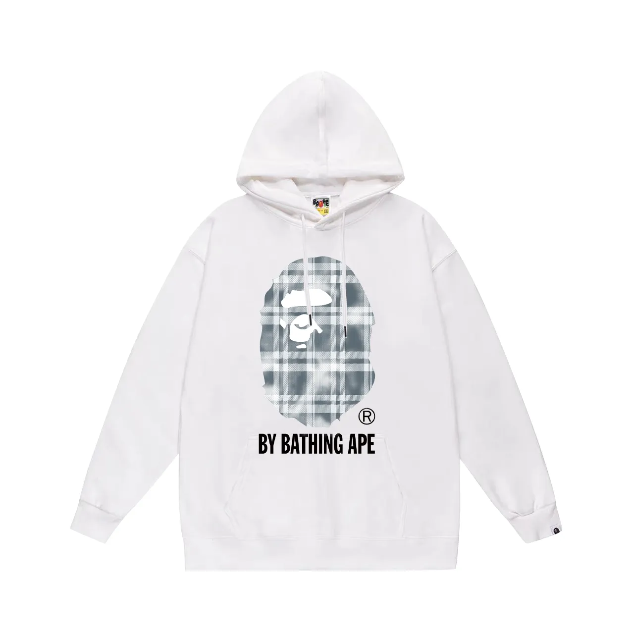 P160 model number SC791# terry 80 plus velvet 90 (top version) BAPE bleached plaid ape head letter pattern printed hooded sweatshirt Made of 380g large terry (drop shoulder large version) fabric, soft texture and no pilling Imported environmentally friendly printing glue The pattern is bright and three-dimensional Quality 💥Same style for men and women The upper body is trendy Color: black white gray Size: S M L XL XXL