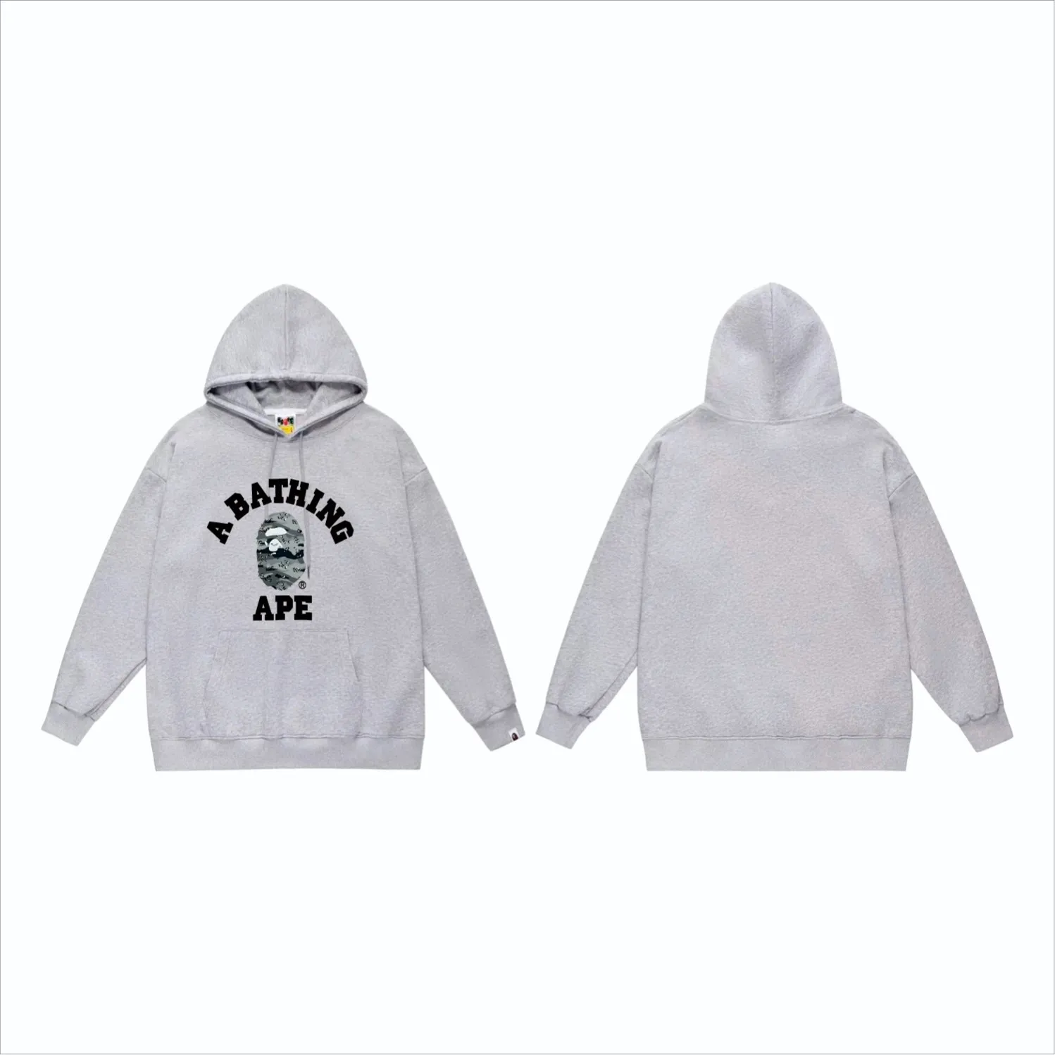 P160 model number SC843# terry 80 plus velvet 90 (top version) BAPE desert ape head letter print hooded sweatshirt Made of 380g large terry (drop shoulder large version) fabric, soft and non-pilling texture, imported environmentally friendly printing glue, bright and three-dimensional pattern, quality 💥Same style for men and women. The upper body is trendy. Color: black and yellow, white and yellow, gray and yellow, black and gray, white and gray, gray and gray. Size: S M L XL XXL