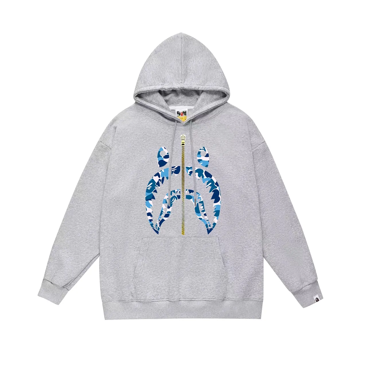 Model number SC689#terry p160 plus velvet p180💰 (top version) BAPE camouflage shark zipper printed hooded sweatshirt Made of 380g large terry 430g silver fox velvet (drop shoulder large version) fabric, soft and non-pilling, imported environmentally friendly printing glue, bright and three-dimensional pattern, quality 💥Same style for men and women, the upper body is trendy. Color: black and red, white and red, gray and red, black and green, white and green, gray and green. Black and blue, white and blue, gray and blue Size: S M L XL XXL