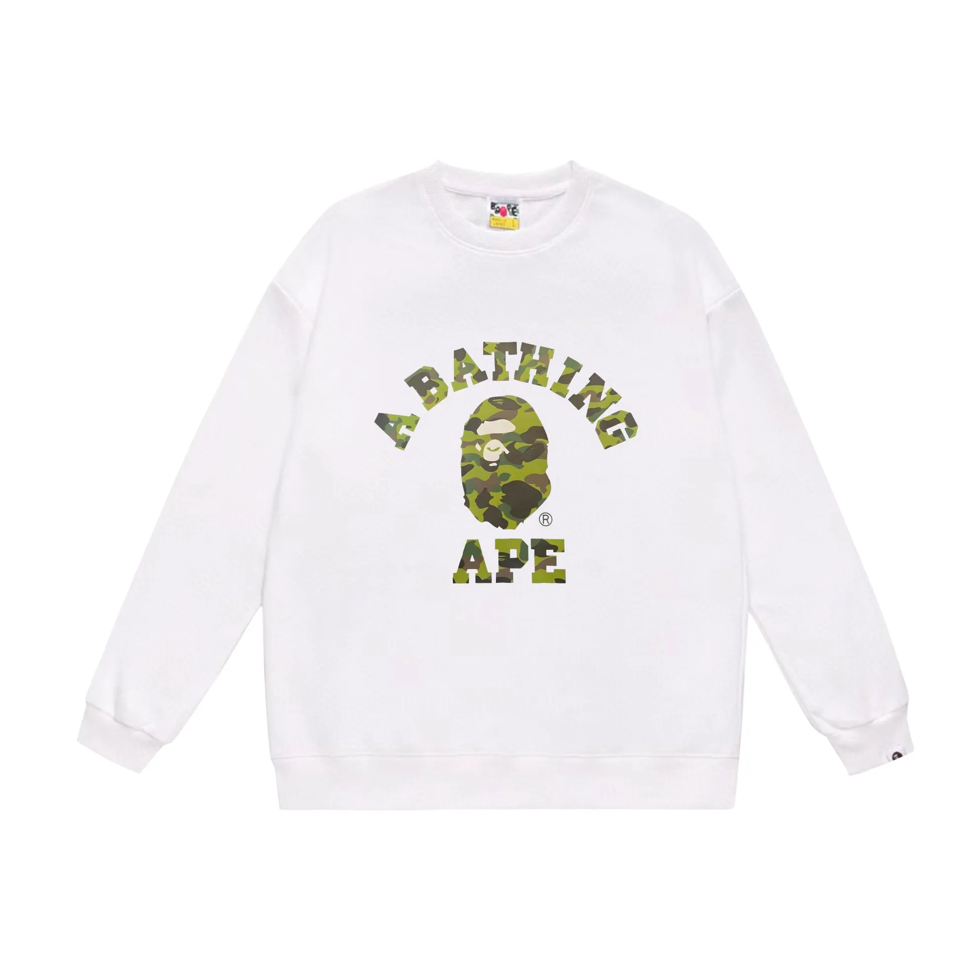 P170 model number SC549# terry 80 plus velvet 85 (top version) BAPE camouflage ape head letter print pattern round neck sweatshirt Made of 350g large terry (drop shoulder large version) fabric, soft texture and no pilling Imported environmentally friendly printing glue, bright and three-dimensional pattern, quality 💥Same style for men and women, the upper body is fashionable Color: black camouflage white camouflage gray camouflage black and red white red gray red black blue white blue Gray blue Black purple White purple Gray purple Black and yellow White and yellow Gray and yellow Size: S M L XL XXL