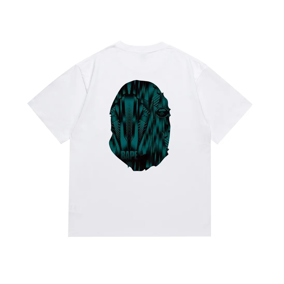 SC104#p110💰 (Top version) BAPE speed racing speed pattern ape head printed short-sleeved T-shirt Made of 260 grams of high-quality high-weave pure cotton fabric, double yarn combed, soft texture without pilling, imported environmentally friendly printing glue, bright and three-dimensional pattern, quality 💥Same style for men and women, the upper body is fashionable Color: black cyan white cyan Size: S M L XL XXL