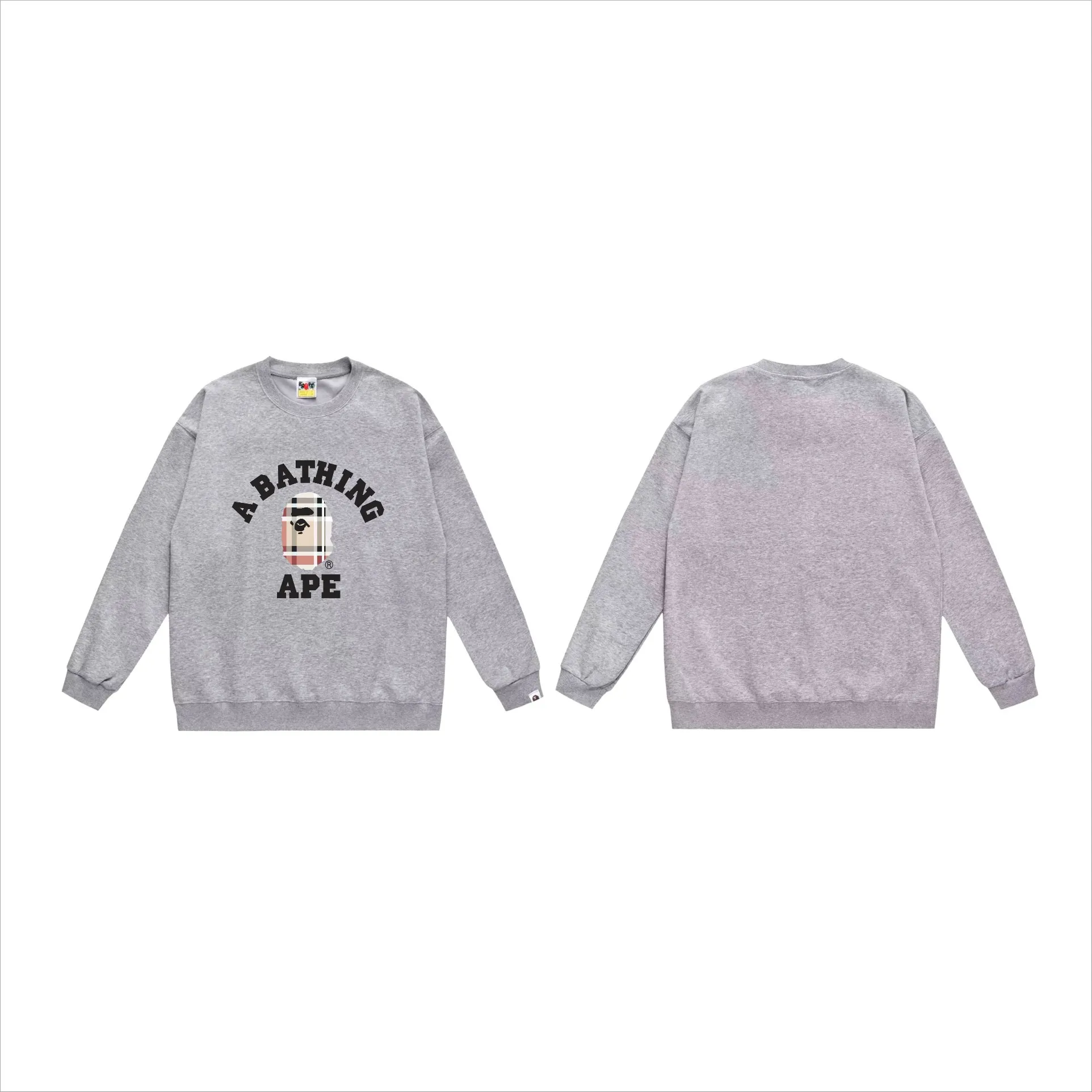 P150 model number SC522# terry 75 plus velvet 80 (top version) BAPE ape plaid pattern printed round neck sweatshirt Made of 350g large terry (drop shoulder large version) fabric, soft texture and no pilling Imported environmentally friendly printing glue The pattern is bright and three-dimensional Quality 💥Same style for men and women The upper body is trendy Color: black white gray Size: S M L XL XXL
