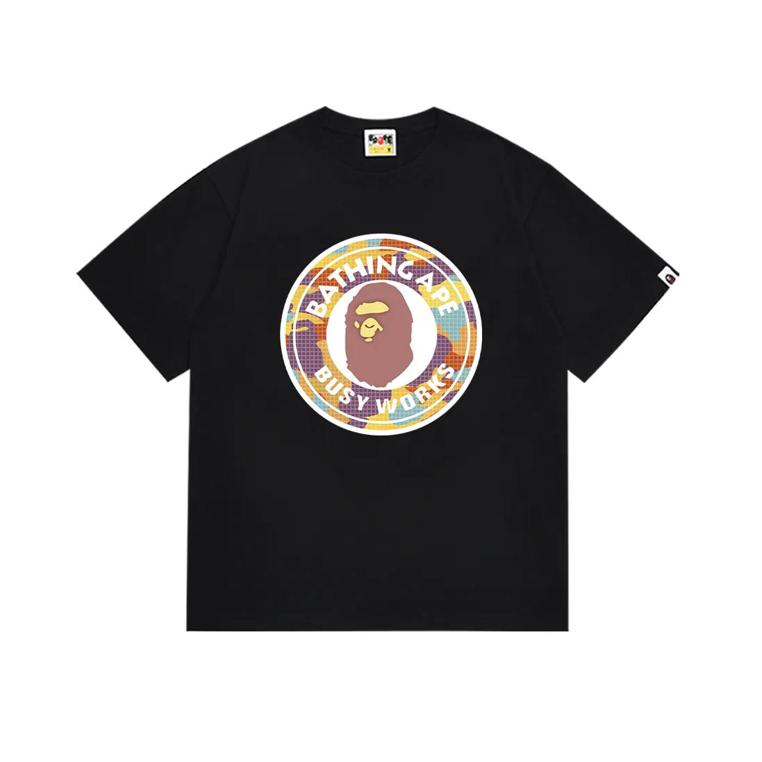 P110 SC018# (top version) BAPE ape head printed short-sleeved T-shirt Japanese trendy brand for men. Made of 260 grams of high-quality high-weave pure cotton fabric. Double yarn combed. The texture is soft and non-pilling. Imported environmentally friendly printing glue. The pattern is bright and three-dimensional. Quality 💥Same style for men and women. The upper body is trendy. Color: black and white. Size: S M L XL XXL