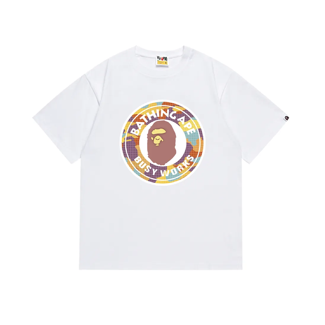 P110 SC018# (top version) BAPE ape head printed short-sleeved T-shirt Japanese trendy brand for men. Made of 260 grams of high-quality high-weave pure cotton fabric. Double yarn combed. The texture is soft and non-pilling. Imported environmentally friendly printing glue. The pattern is bright and three-dimensional. Quality 💥Same style for men and women. The upper body is trendy. Color: black and white. Size: S M L XL XXL