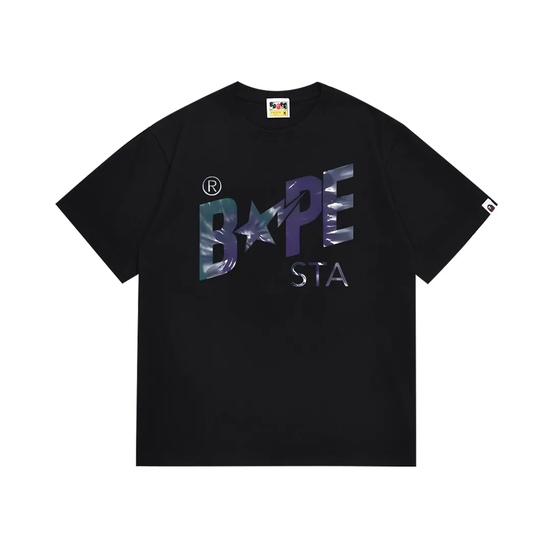 SC115#p110💰 (top version) BAPE tie-dye letter star printed short-sleeved T-shirt Made of 260 grams of high-quality high-weave pure cotton fabric, double yarn combed, soft texture and no pilling Imported environmentally friendly printing glue, bright and three-dimensional pattern, quality 💥Same style for men and women, the upper body is fashionable Color: black white Size: S M L XL XXL