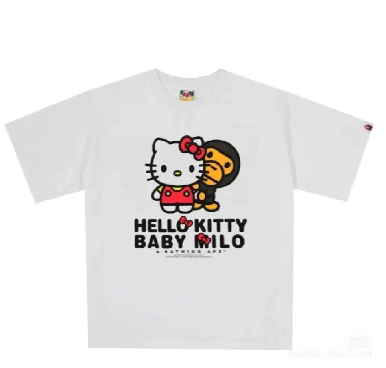 P110 001023 bape hello kitty co-branded printed short-sleeved T-shirt, same style for men and women, size smlxlxxl, black and white