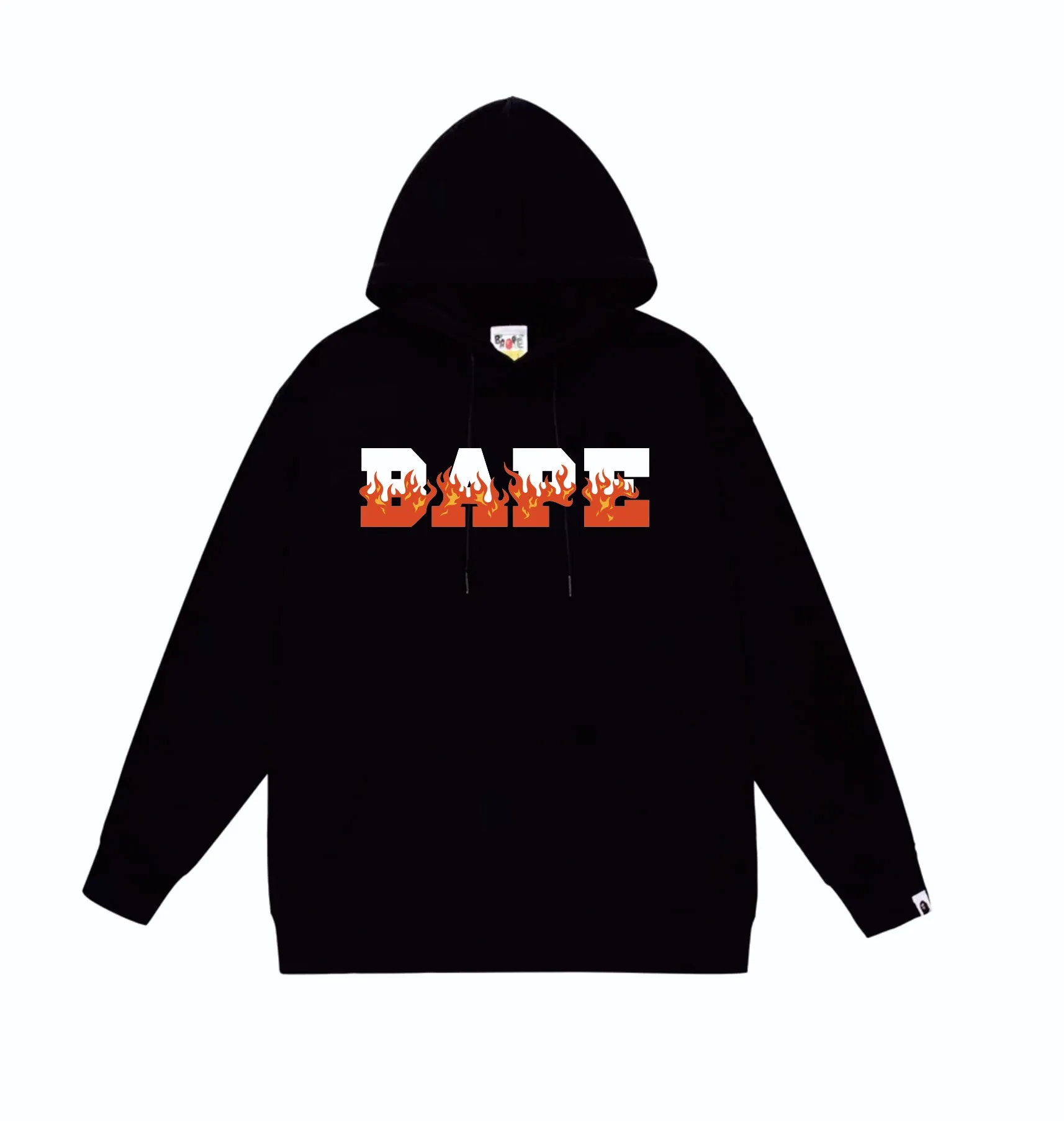 P160 model number SC837# terry 80 plus velvet 90 (top version) BAPE flame letter print pattern hooded sweatshirt. Made of 380 grams of large terry (drop shoulder large version) fabric. The texture is soft and non-pilling. Imported environmentally friendly printing glue. The pattern is bright and three-dimensional. Quality 💥Same style for men and women. The upper body is trendy. Color: black white gray Size: S M L XL XXL
