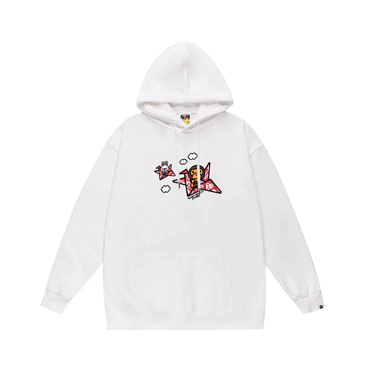 P160 model number SC793# terry 80 plus velvet 90 (top version) BAPE×BABY MILO 22 letter monkey pattern printed hooded sweatshirt Made of 380g large terry (drop shoulder large version) fabric, soft texture and no pilling Imported environmentally friendly printing glue The pattern is bright and three-dimensional Quality 💥Same style for men and women The upper body is trendy Color: black white gray Size: S M L XL XXL