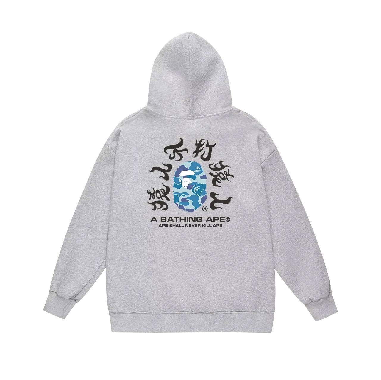 Model No. SC665# Terry p160 plus velvet p180💰 (top version) BAPE Monogram letter print hooded sweatshirt Made of 380g large terry 430g silver fox velvet (drop shoulder large version) fabric, soft and non-pilling, imported environmentally friendly printing glue, bright and three-dimensional pattern, quality 💥Same style for men and women. The upper body is trendy. Color: black blue, white blue, gray blue, size: S M L XL XXL