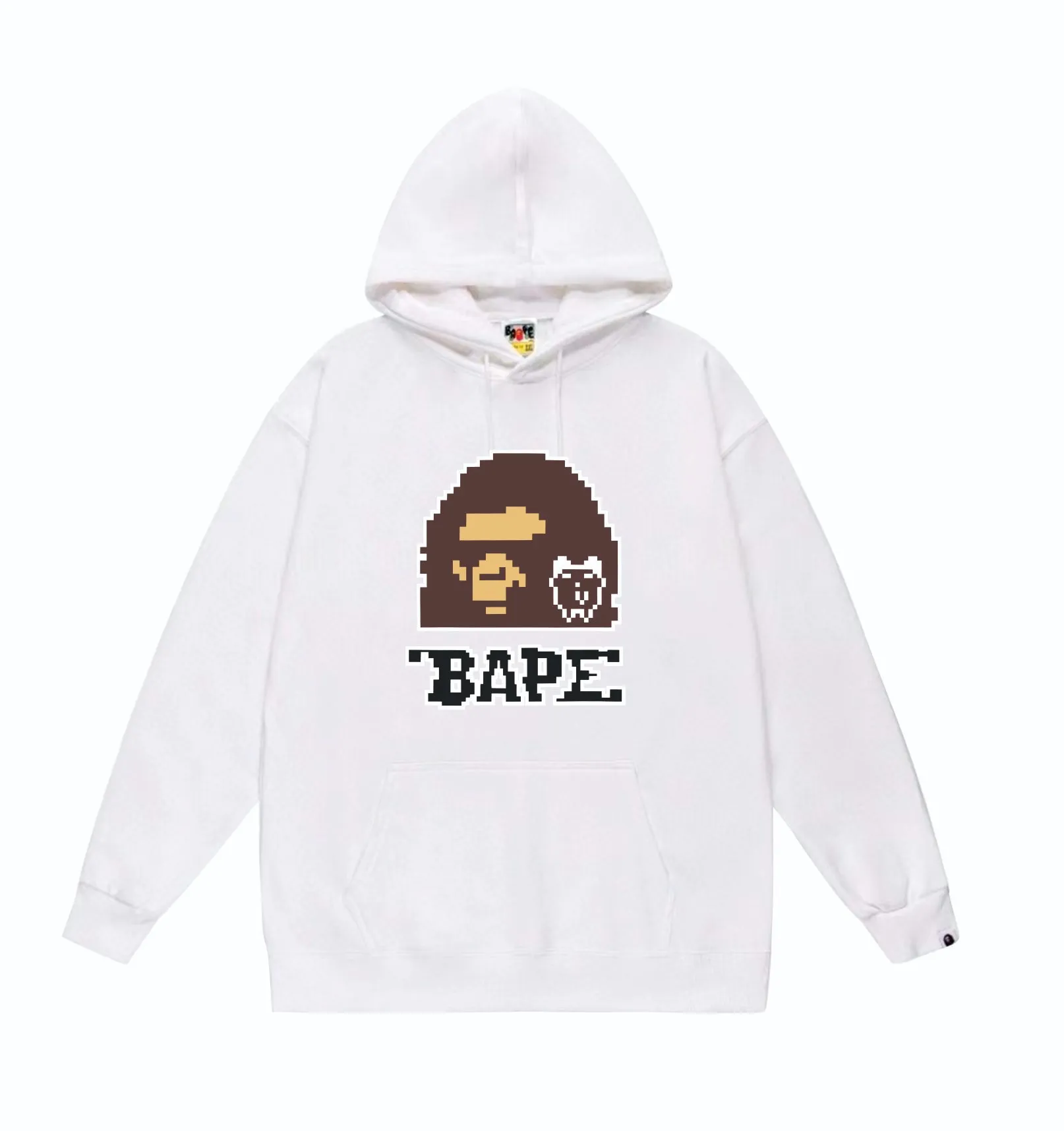 P160 model number SC824# terry 80 plus velvet 90 (top version) BAPE×TAMAGOTCHI joint model FW23 digital ape head print hooded sweatshirt. Made of 380g large terry (drop shoulder large version) fabric. The texture is soft and non-pilling. Imported environmentally friendly printing glue. The pattern is bright and three-dimensional. Quality💥Same style for men and women. The upper body is trendy. Color: black white gray Size: S M L XL XXL