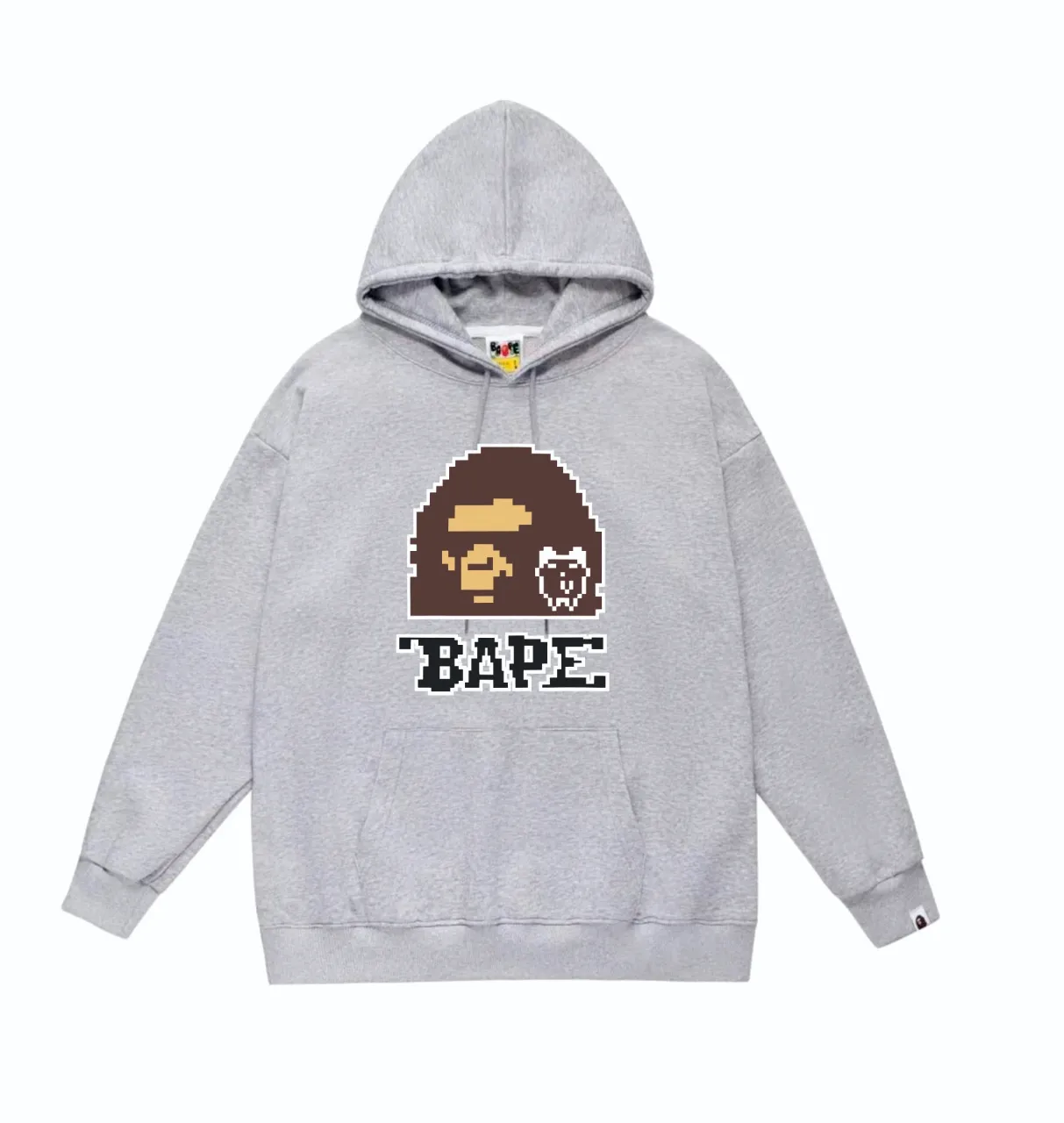 P160 model number SC824# terry 80 plus velvet 90 (top version) BAPE×TAMAGOTCHI joint model FW23 digital ape head print hooded sweatshirt. Made of 380g large terry (drop shoulder large version) fabric. The texture is soft and non-pilling. Imported environmentally friendly printing glue. The pattern is bright and three-dimensional. Quality💥Same style for men and women. The upper body is trendy. Color: black white gray Size: S M L XL XXL