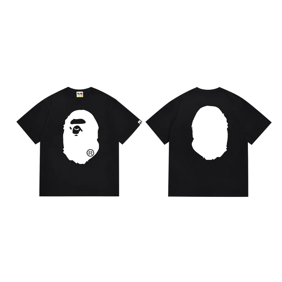 P110 SC068# (top version) BAPE ape head classic letter printed short-sleeved T-shirt with great ape head pattern. Made of 260 grams of high-quality high-weave pure cotton fabric. Double yarn combed. Soft texture and no pilling. Imported environmentally friendly printing glue. Bright and three-dimensional pattern. Quality 💥Same style for men and women. The upper body is trendy. Color: black and white. Size: S M L XL XXL