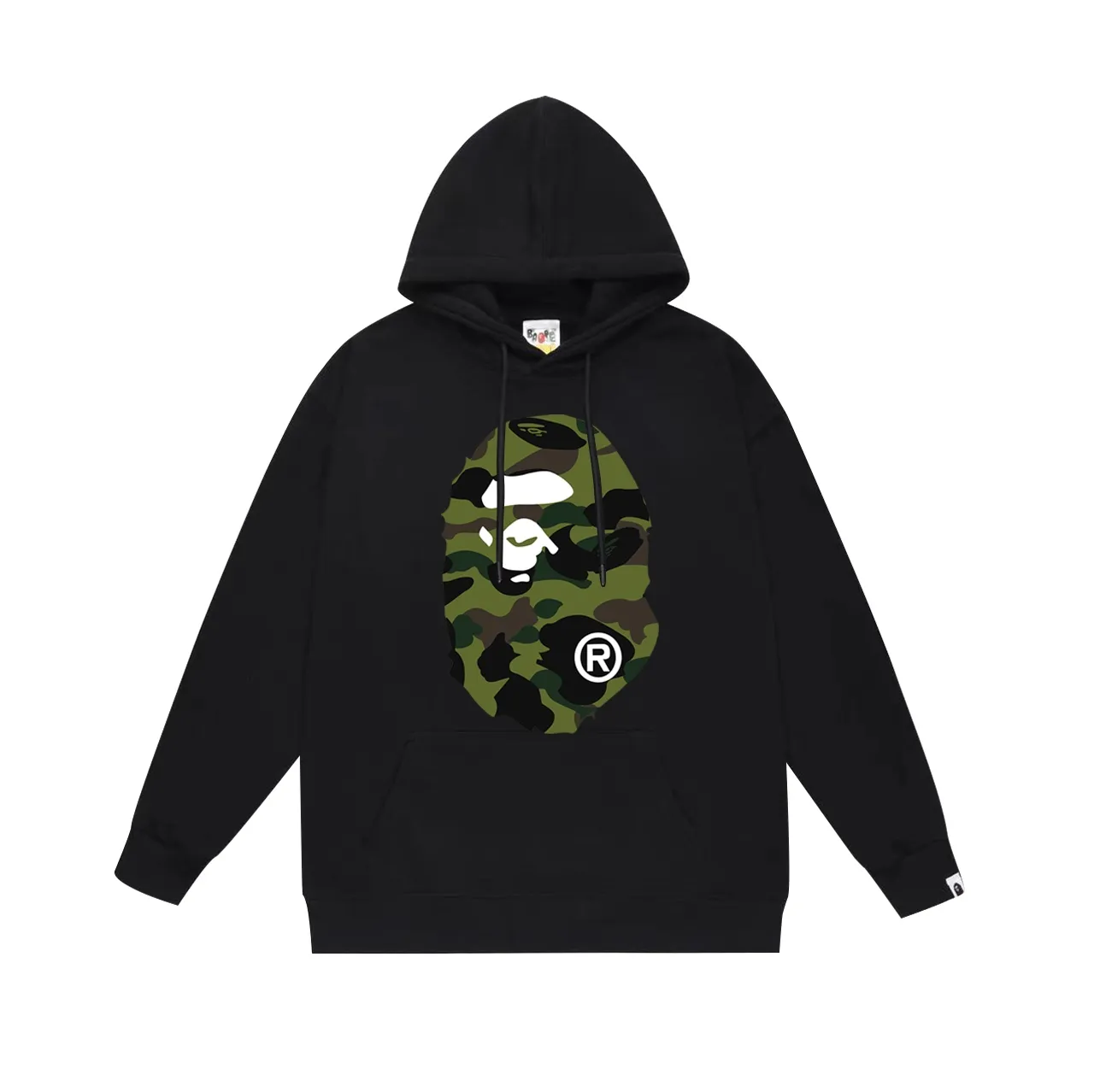 Model No. SC660#terry p160 plus velvet p180💰 (top version) BAPE double-sided camouflage ape head print hooded sweatshirt. Made of 380g large terry 430g silver fox velvet (drop shoulder large version) fabric. The texture is soft and non-pilling. Imported environmentally friendly printing glue. The pattern is bright and three-dimensional. Quality💥Same style for men and women. The upper body is trendy. Color: black camouflage, white camouflage, gray camouflage Size: S M L XL XXL