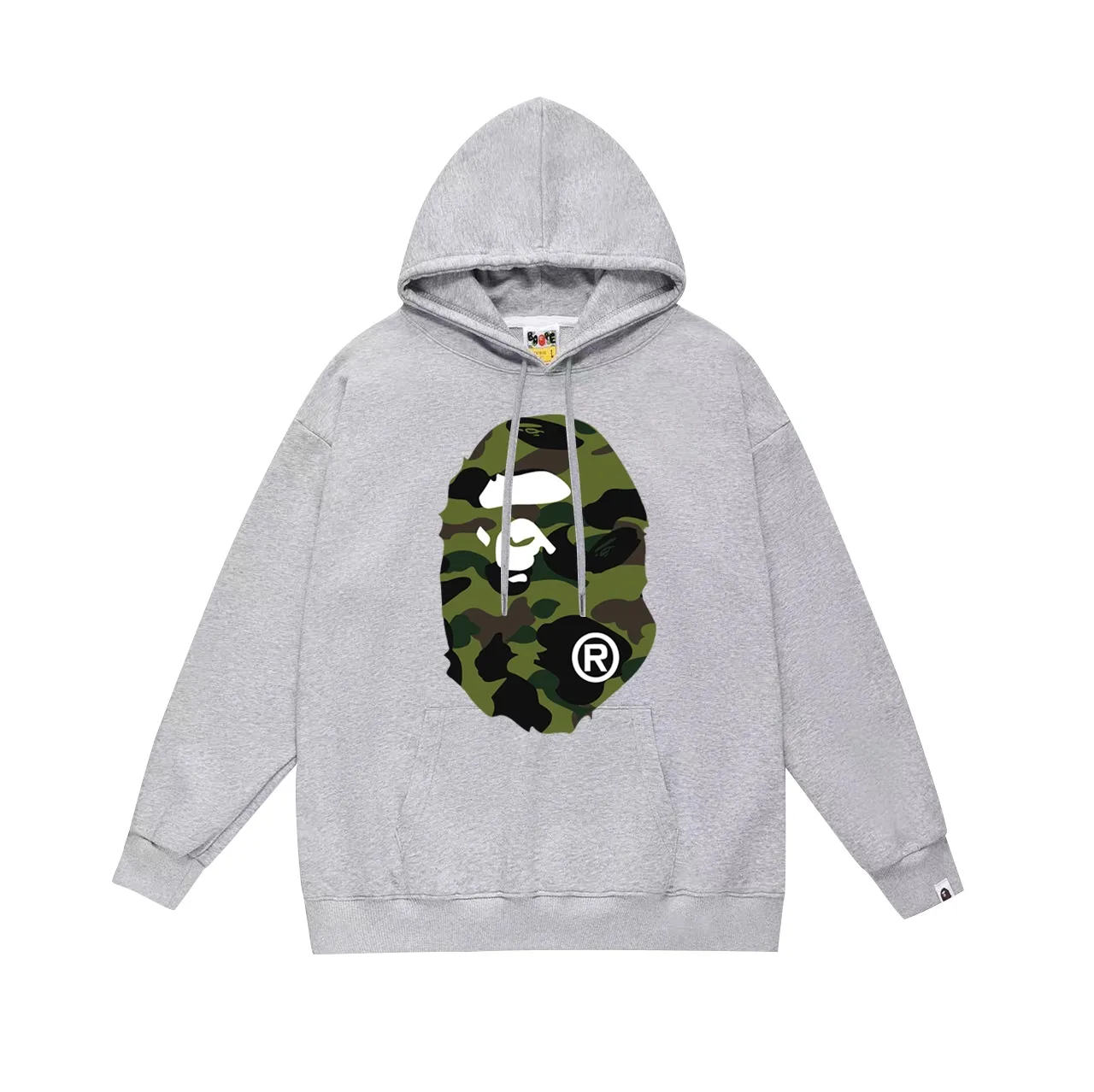 Model No. SC660#terry p160 plus velvet p180💰 (top version) BAPE double-sided camouflage ape head print hooded sweatshirt. Made of 380g large terry 430g silver fox velvet (drop shoulder large version) fabric. The texture is soft and non-pilling. Imported environmentally friendly printing glue. The pattern is bright and three-dimensional. Quality💥Same style for men and women. The upper body is trendy. Color: black camouflage, white camouflage, gray camouflage Size: S M L XL XXL