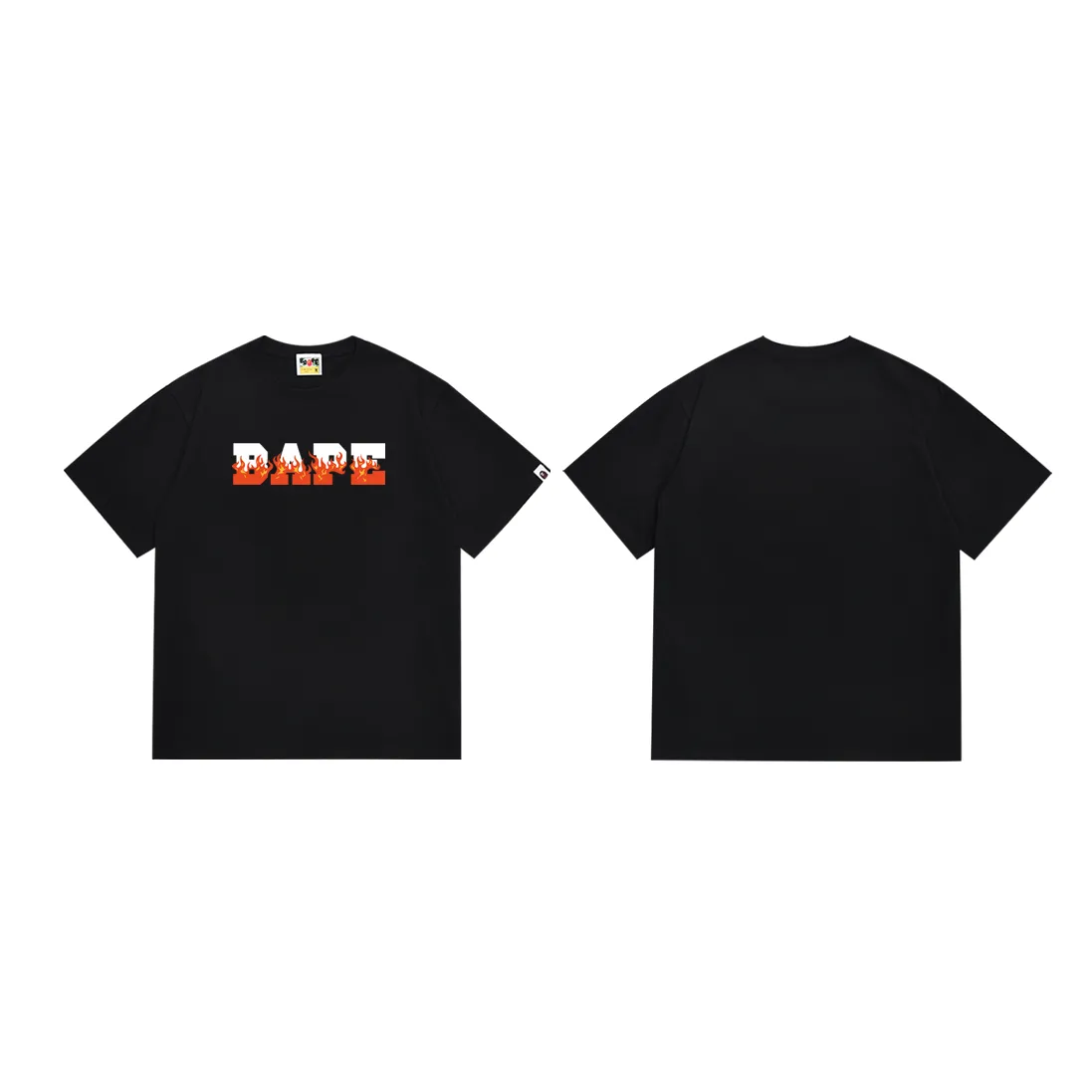 SC237#p110💰 (top version) BAPE flame letter print pattern round neck short-sleeved T-shirt Made of 260 grams of high-quality high-weave pure cotton fabric, double yarn combed, soft texture and no pilling Imported environmentally friendly printing glue, bright and three-dimensional pattern, quality 💥Same style for men and women, the upper body is fashionable Color: black and red, white and red, black and blue, white and blue Size: S M L XL XXL