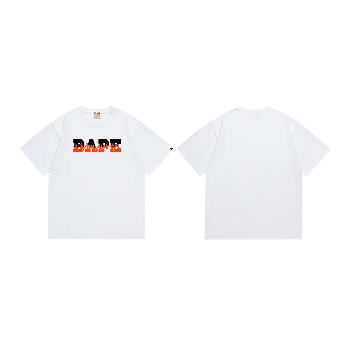 SC237#p110💰 (top version) BAPE flame letter print pattern round neck short-sleeved T-shirt Made of 260 grams of high-quality high-weave pure cotton fabric, double yarn combed, soft texture and no pilling Imported environmentally friendly printing glue, bright and three-dimensional pattern, quality 💥Same style for men and women, the upper body is fashionable Color: black and red, white and red, black and blue, white and blue Size: S M L XL XXL