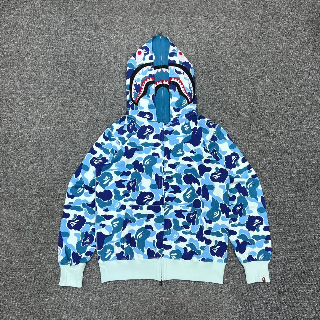 💰440 Bape Abc Double Hat Large Flower Camouflage Shark Customized fabric 1:1 Fine workmanship High version Couple model: S—XXL [Green Pink Blue]