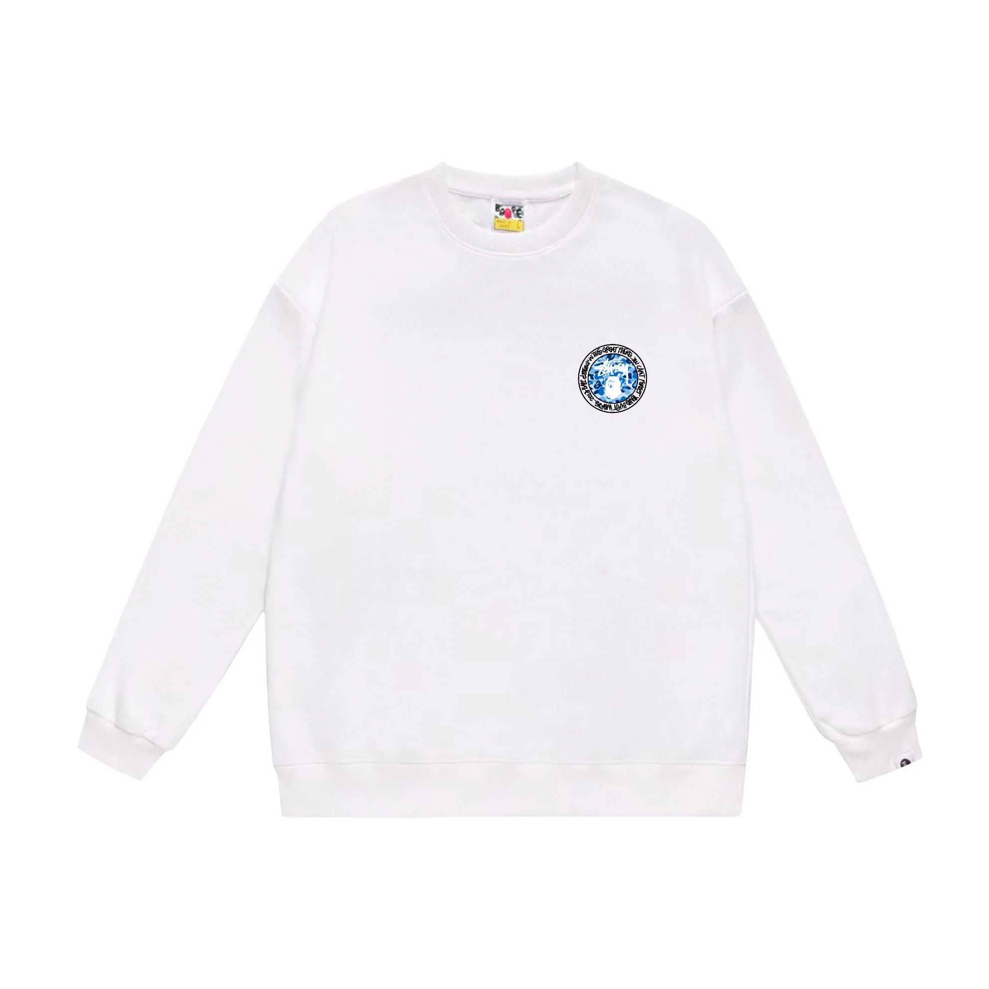 P150 model number SC518# terry 75 plus velvet 80 (top version) BAPE×STUSSY co-branded Stussy letter round neck sweatshirt Made of 350 grams of large terry (drop shoulder large version) fabric, soft texture and no pilling Imported environmentally friendly printing glue The pattern is bright and three-dimensional Quality 💥Same style for men and women The upper body is trendy Color: black white gray Size: S M L XL XXL