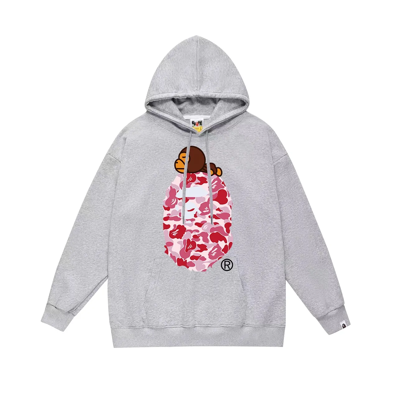 Model No. SC648# terry p160 plus velvet p180💰 (top version) BAPE ape head monkey letter print hooded sweatshirt. Made of 380g large terry 430g silver fox velvet (drop shoulder large version) fabric. The texture is soft and non-pilling. Imported environmentally friendly printing glue. The pattern is bright and three-dimensional. The quality is the same for men and women. The upper body is trendy. Color: black pink, white pink, dusty pink. Size: S M L XL XXL