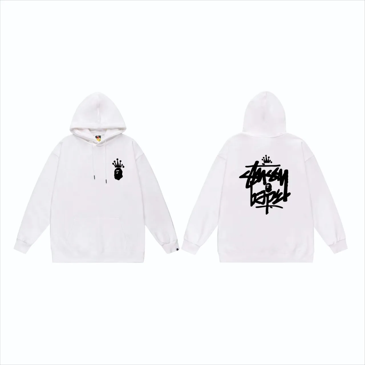 P160 model number SC808# terry 80 plus velvet 90 (top version) BAPE×STUSSY co-branded Stussy letter printed hooded sweatshirt. Made of 380g large terry (drop shoulder large version) fabric, soft texture and no pilling. Imported environmentally friendly printing glue. Bright and three-dimensional pattern. Quality💥Same style for men and women. The upper body is trendy. Color: black and white, white and black, gray and black, black and yellow, white and yellow, gray and yellow, black and red, white and red. Gray red Size: S M L XL XXL