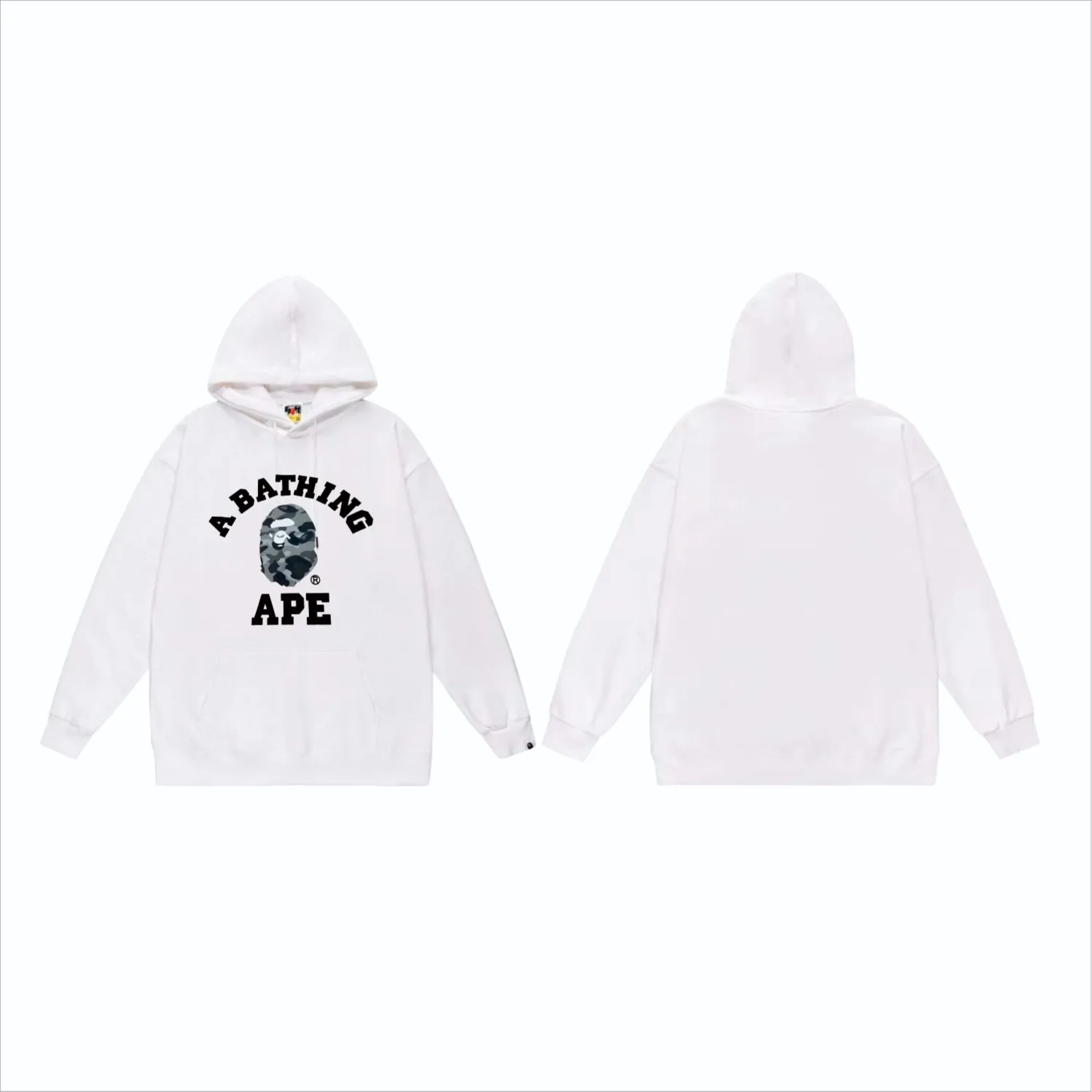 P160 model number SC851# terry 80 plus velvet 90 (top version) BAPE honeycomb camouflage letter ape head print pattern hooded sweatshirt Made of 380 grams of large terry (drop shoulder large version) fabric, soft texture and no pilling Imported environmentally friendly printing glue The pattern is bright and three-dimensional Quality 💥Same style for men and women The upper body is trendy Color: black white gray Size: S M L XL XXL