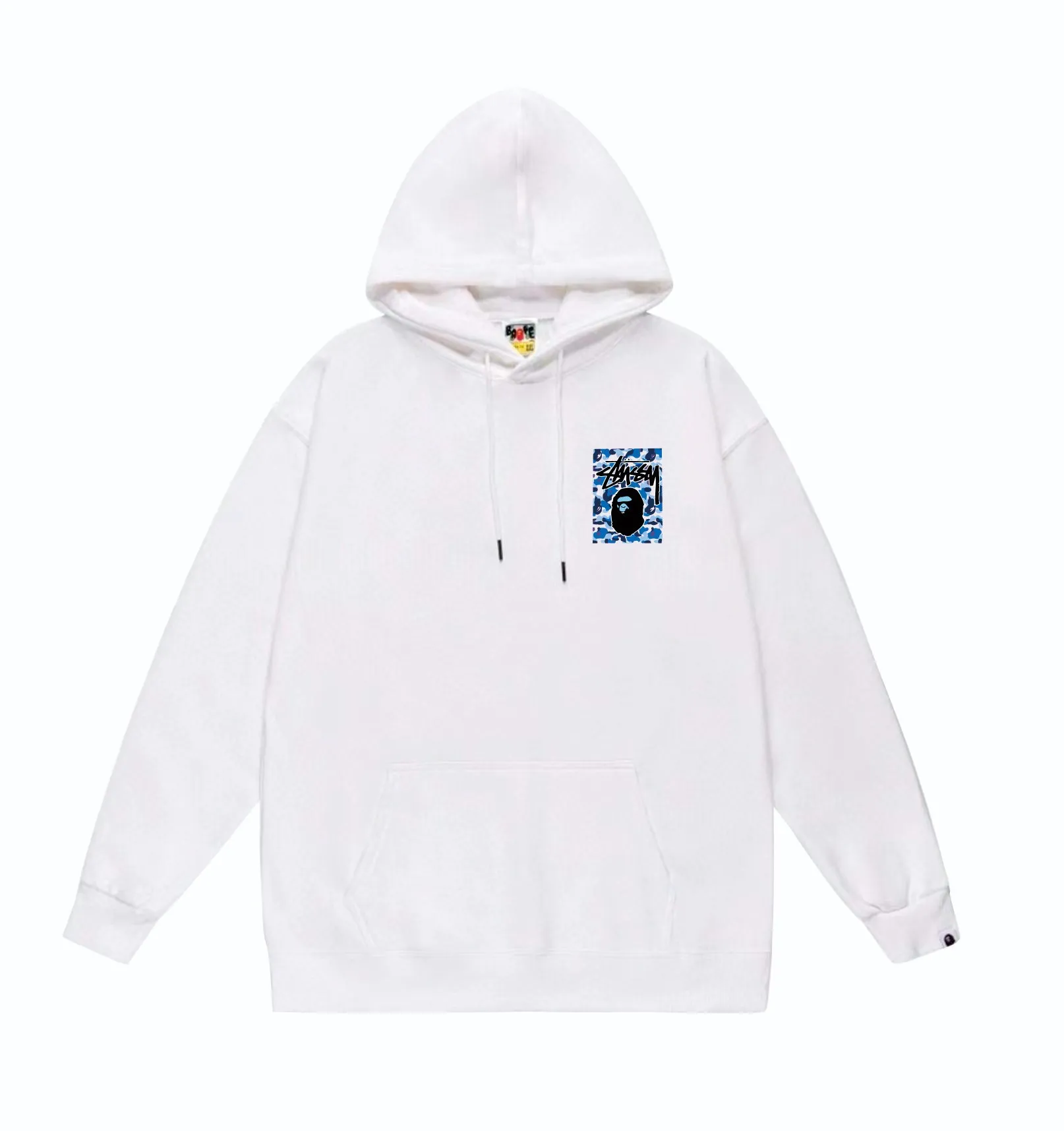 P160 model number SC803# terry 80 plus velvet 90 (top version) BAPE×STUSSY co-branded Stussy letter printed hooded sweatshirt Made of 380g large terry (drop shoulder large version) fabric, soft and non-pilling texture, imported environmentally friendly printing glue, bright and three-dimensional pattern, quality 💥Same style for men and women. The upper body is trendy. Color: black, blue and white, white and blue, gray, blue and white, black, blue and black, white, blue and black, gray, blue and black. Size: S M L XL XXL