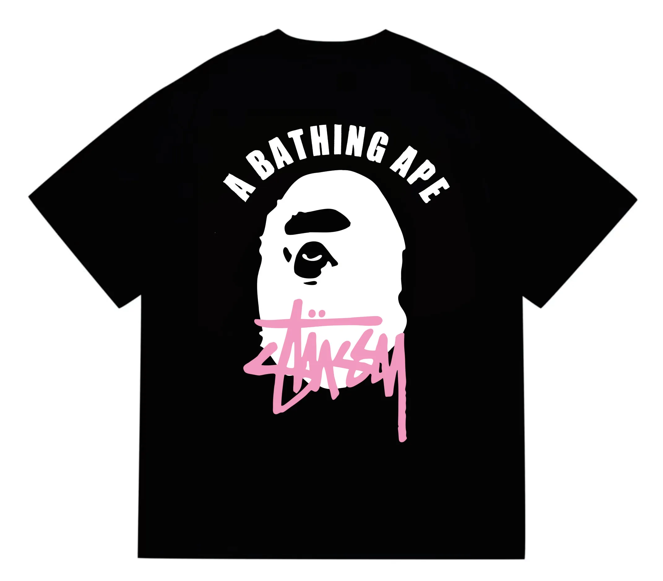 SC207#p110💰 (Top version) BAPE×Stussy co-branded Stussy letter ape print T-shirt Made of 260 grams of high-quality high-weave pure cotton fabric, double yarn combed, soft and non-pilling, imported environmentally friendly printing glue, bright and three-dimensional pattern, quality 💥Same style for men and women, the upper body is fashionable Color: black and white, gray and white, pink and white, red and white, white and black, gray and black, pink and black, red and black Size: S M L XL XXL