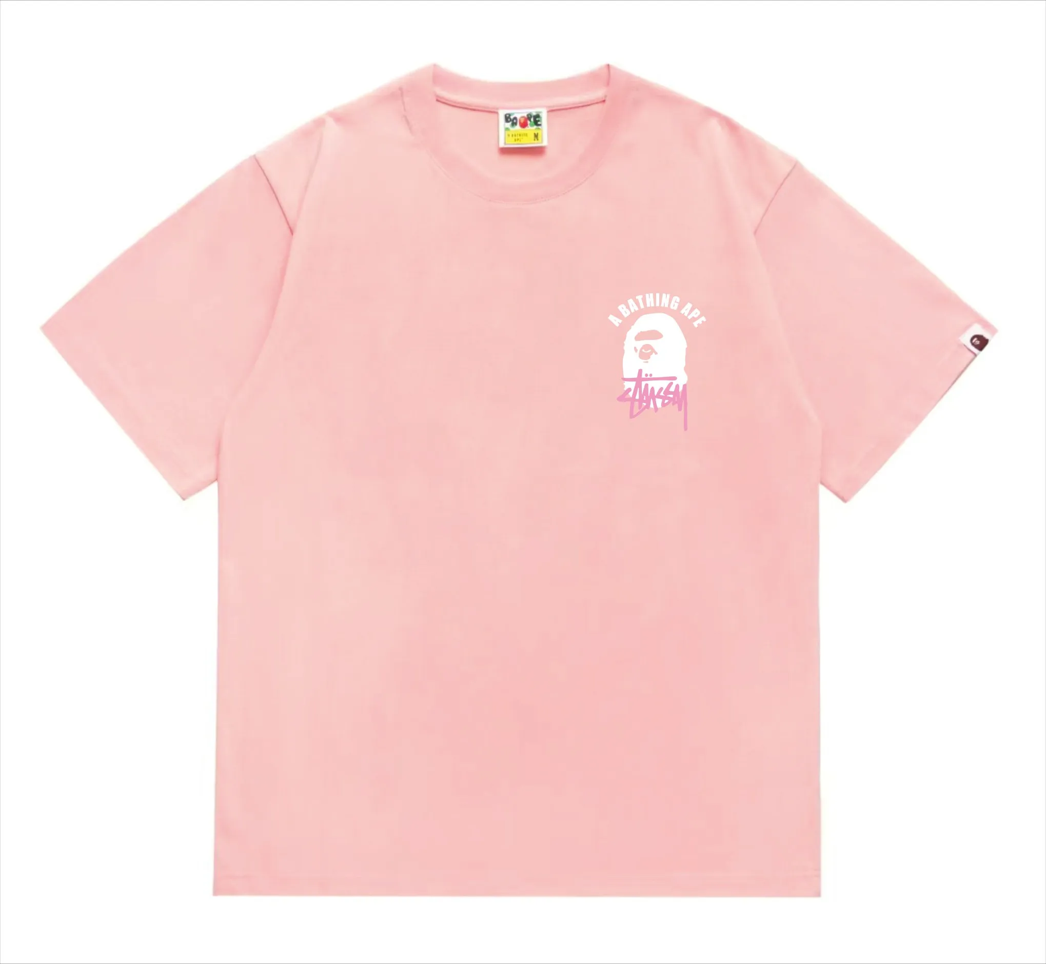 SC207#p110💰 (Top version) BAPE×Stussy co-branded Stussy letter ape print T-shirt Made of 260 grams of high-quality high-weave pure cotton fabric, double yarn combed, soft and non-pilling, imported environmentally friendly printing glue, bright and three-dimensional pattern, quality 💥Same style for men and women, the upper body is fashionable Color: black and white, gray and white, pink and white, red and white, white and black, gray and black, pink and black, red and black Size: S M L XL XXL