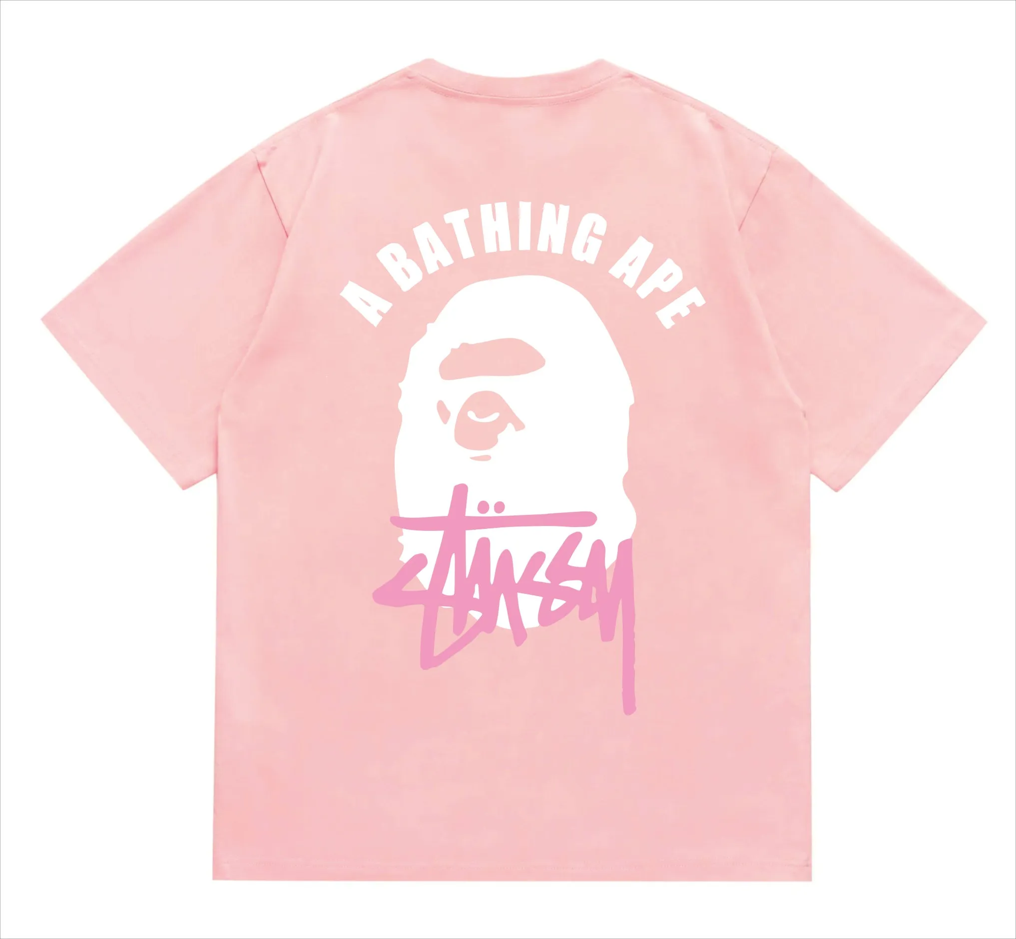 SC207#p110💰 (Top version) BAPE×Stussy co-branded Stussy letter ape print T-shirt Made of 260 grams of high-quality high-weave pure cotton fabric, double yarn combed, soft and non-pilling, imported environmentally friendly printing glue, bright and three-dimensional pattern, quality 💥Same style for men and women, the upper body is fashionable Color: black and white, gray and white, pink and white, red and white, white and black, gray and black, pink and black, red and black Size: S M L XL XXL