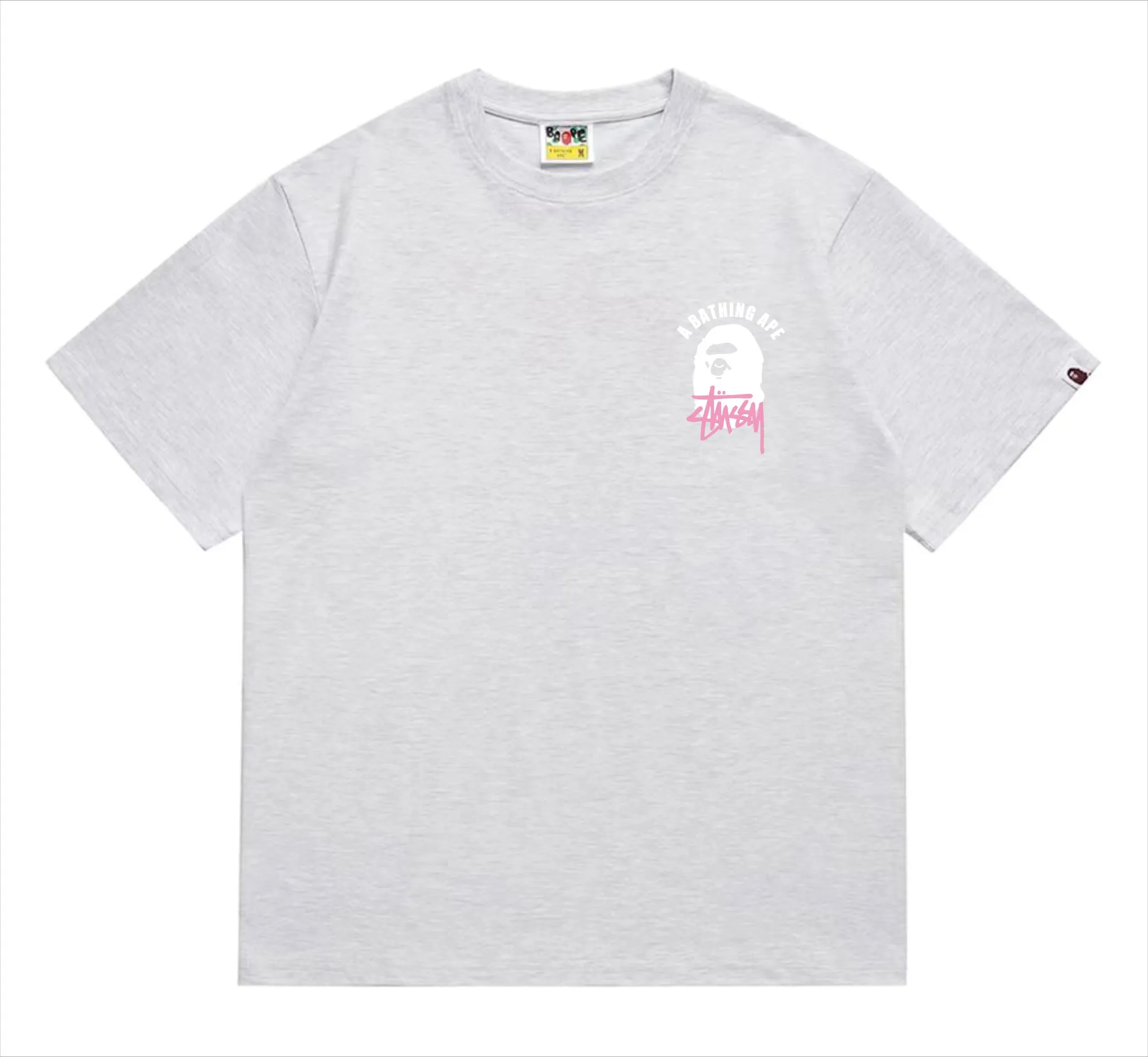 SC207#p110💰 (Top version) BAPE×Stussy co-branded Stussy letter ape print T-shirt Made of 260 grams of high-quality high-weave pure cotton fabric, double yarn combed, soft and non-pilling, imported environmentally friendly printing glue, bright and three-dimensional pattern, quality 💥Same style for men and women, the upper body is fashionable Color: black and white, gray and white, pink and white, red and white, white and black, gray and black, pink and black, red and black Size: S M L XL XXL