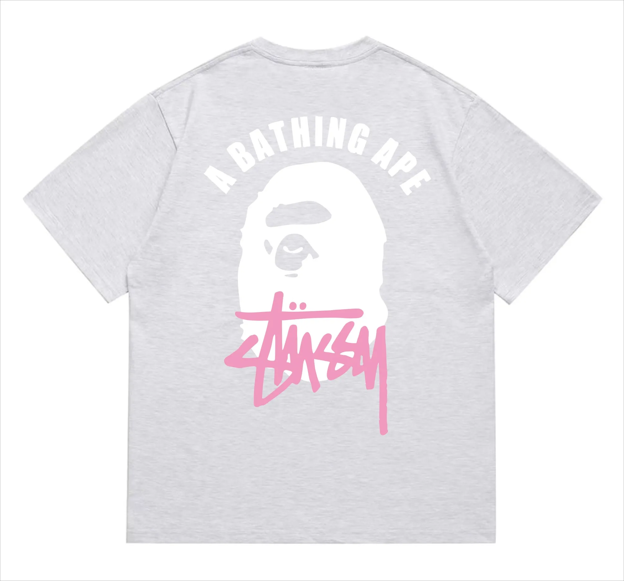 SC207#p110💰 (Top version) BAPE×Stussy co-branded Stussy letter ape print T-shirt Made of 260 grams of high-quality high-weave pure cotton fabric, double yarn combed, soft and non-pilling, imported environmentally friendly printing glue, bright and three-dimensional pattern, quality 💥Same style for men and women, the upper body is fashionable Color: black and white, gray and white, pink and white, red and white, white and black, gray and black, pink and black, red and black Size: S M L XL XXL