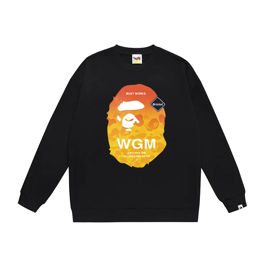 P170 model number SC309# terry 80 plus velvet 85 (top version) BAPE ape head letter printed round neck sweatshirt Made of 350 grams of large terry (drop shoulder large version) fabric, soft texture and no pilling Imported environmentally friendly printing glue The pattern is bright and three-dimensional Quality 💥Same style for men and women The upper body is trendy Color: black white gray Size: S M L XL XXL