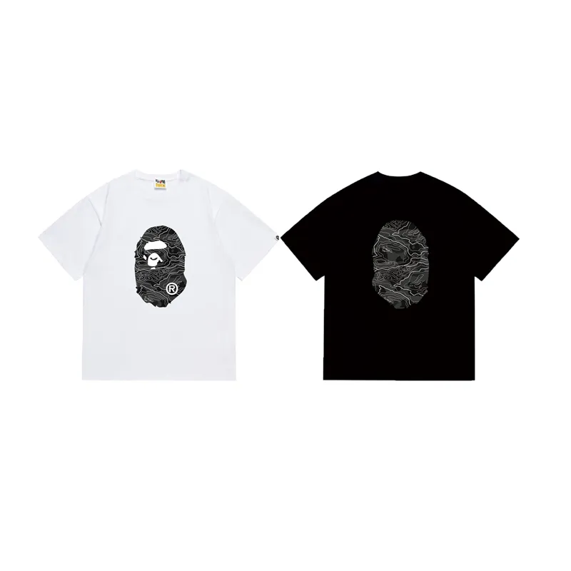 SC1027#p110💰 (top version) BAPE uses 260 grams of high-quality high-weave pure cotton fabric, double yarn combed, soft and non-pilling texture, imported environmentally friendly printing glue, bright and three-dimensional pattern, quality 💥Same style for men and women, the upper body is fashionable Color: Black White Size: S M L XL XXL