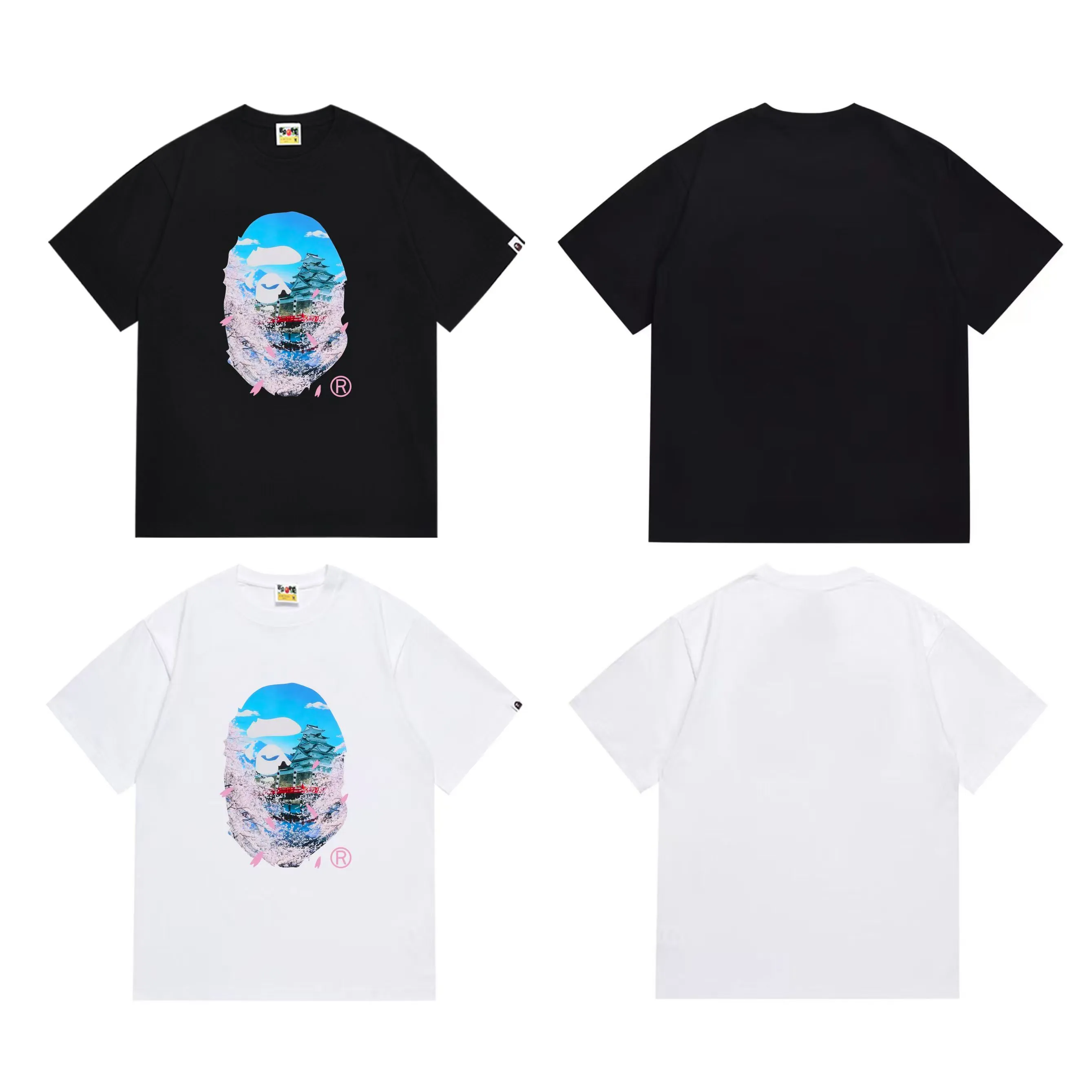 SC285#p110💰 (top version) BAPE uses 260 grams of high-quality high-weave pure cotton fabric, double yarn combed, soft texture and no pilling, imported environmentally friendly printing glue, bright and three-dimensional pattern, quality 💥Same style for men and women, the upper body is fashionable Color: black white Size: S M L XL XXL