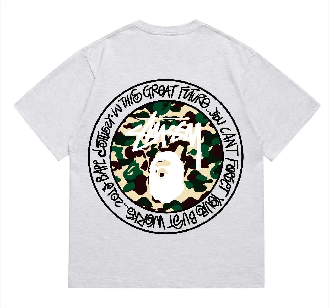 SC219#p110💰 (top version) BAPE×Stussy co-branded Stussy letter ape print T-shirt Made of 260 grams of high-quality high-weave pure cotton fabric, double yarn combed, soft texture without pilling, imported environmentally friendly printing glue, bright and three-dimensional pattern, quality 💥Same style for men and women, the upper body is fashionable Color: black and white print, gray and white print, pink and white print, red and white print, white and black print, gray and black print, red and black print Pink and black print Size: S M L XL XXL