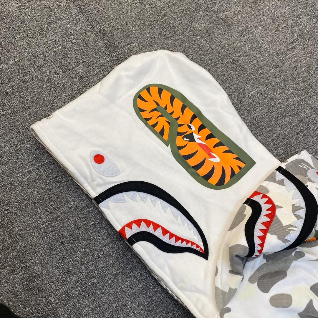 💰440 BAPE double hood camouflage luminous classic design printing custom fabrics couple model: S—XXL [gray white]