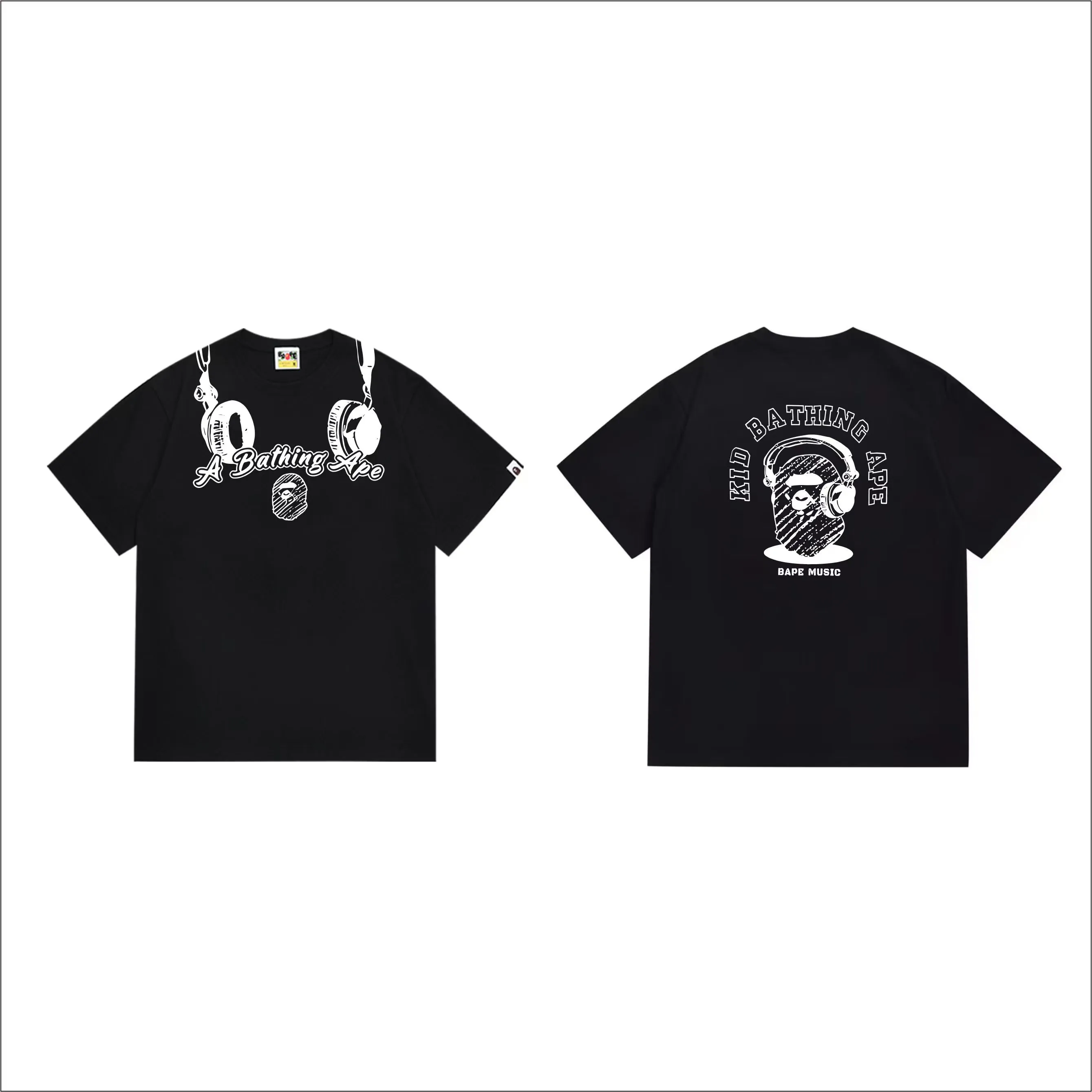 SC1006#p110💰 (top version) BAPE uses 260 grams of high-quality high-weave pure cotton fabric, double yarn combed, soft texture and no pilling, imported environmentally friendly printing glue, bright and three-dimensional pattern, quality 💥Same style for men and women, the upper body is fashionable Color: black white Size: S M L XL XXL