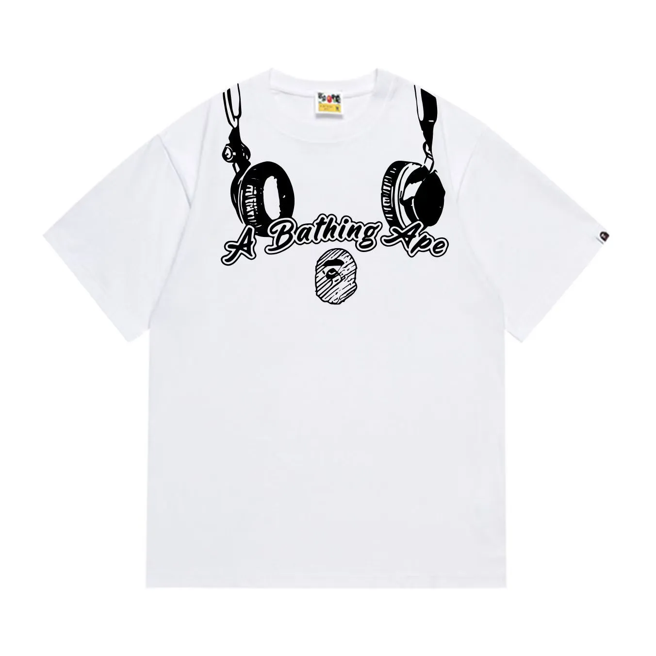 SC1006#p110💰 (top version) BAPE uses 260 grams of high-quality high-weave pure cotton fabric, double yarn combed, soft texture and no pilling, imported environmentally friendly printing glue, bright and three-dimensional pattern, quality 💥Same style for men and women, the upper body is fashionable Color: black white Size: S M L XL XXL