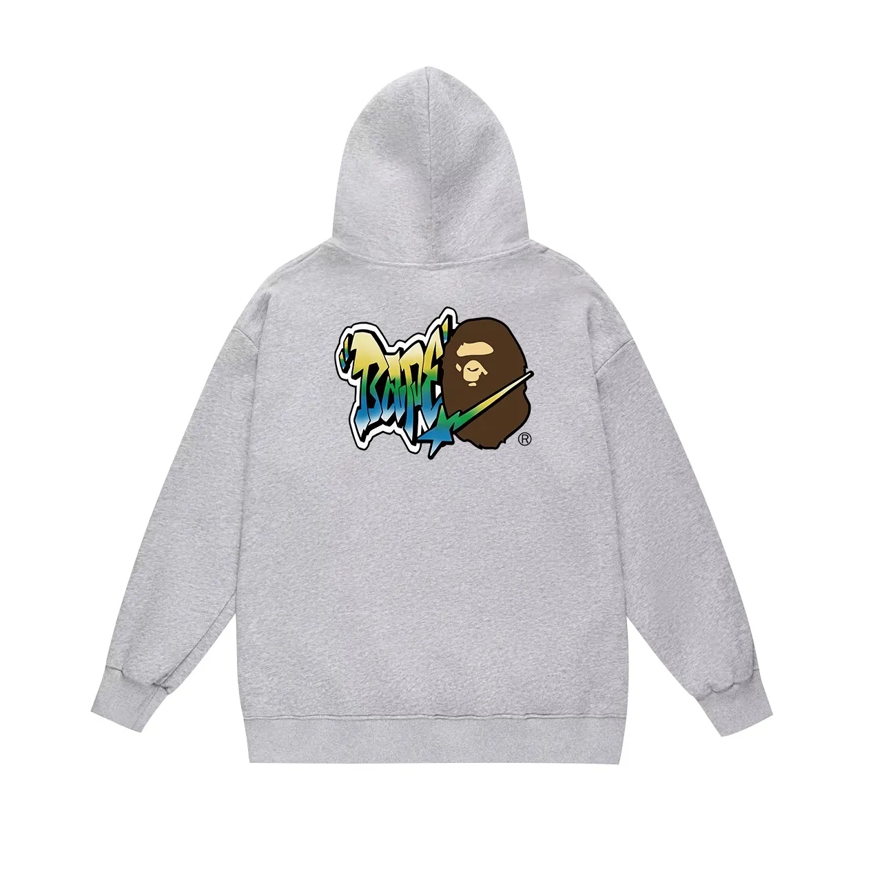 Model No. SC692# terry p160 plus velvet p180💰 (top version) BAPE graffiti letter ape head star printed hooded sweatshirt. Made of 380g large terry 430g silver fox velvet (drop shoulder large version) fabric. The texture is soft and non-pilling. Imported environmentally friendly printing glue. The pattern is bright and three-dimensional. Quality💥Same style for men and women. The upper body is trendy. Color: black white gray Size: S M L XL XXL