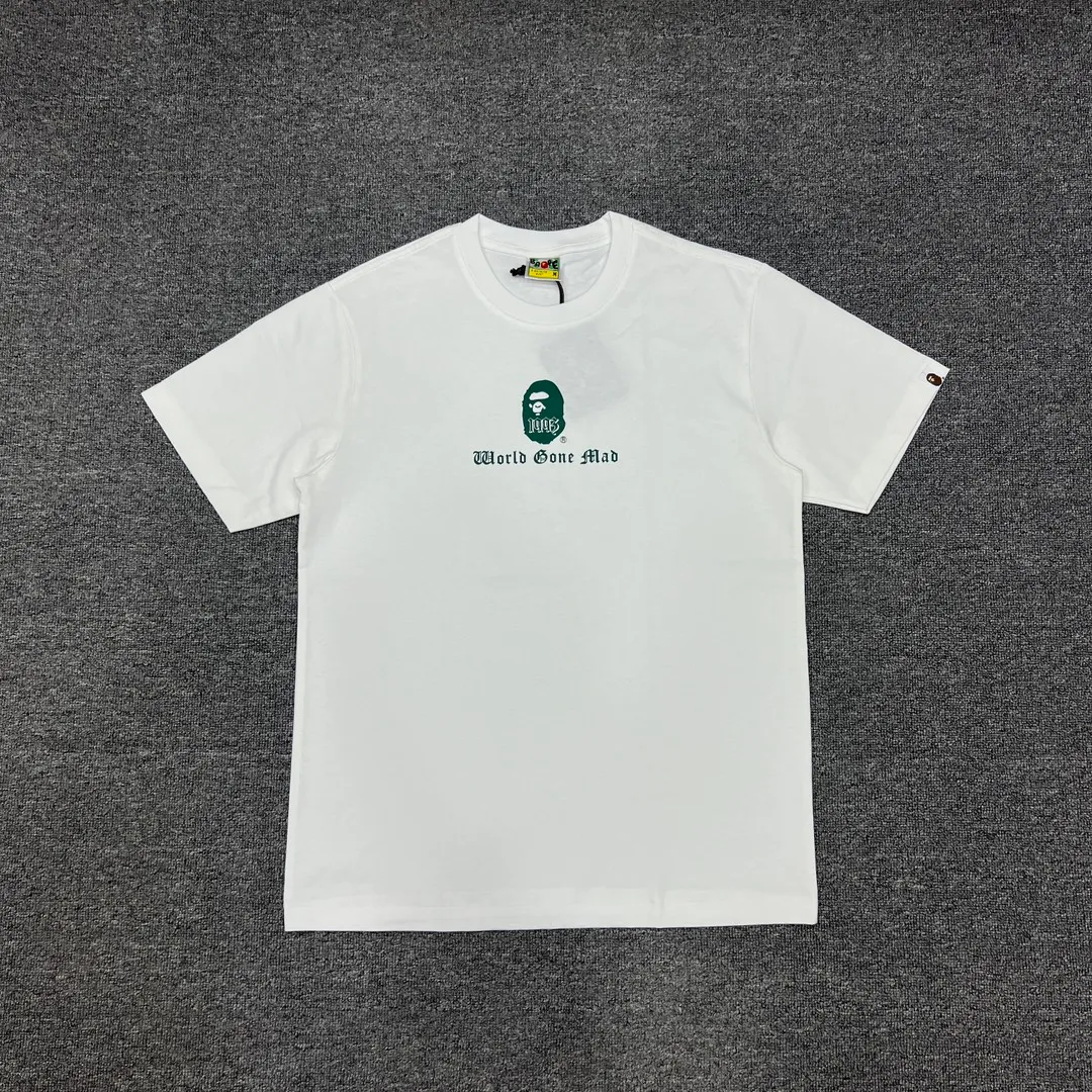 💰140 Bape Contrast Color Ape Head Letter Printing Linen Cotton 280g Customized Fabric Couple Style: S—XXL [Black Yellow White Green]