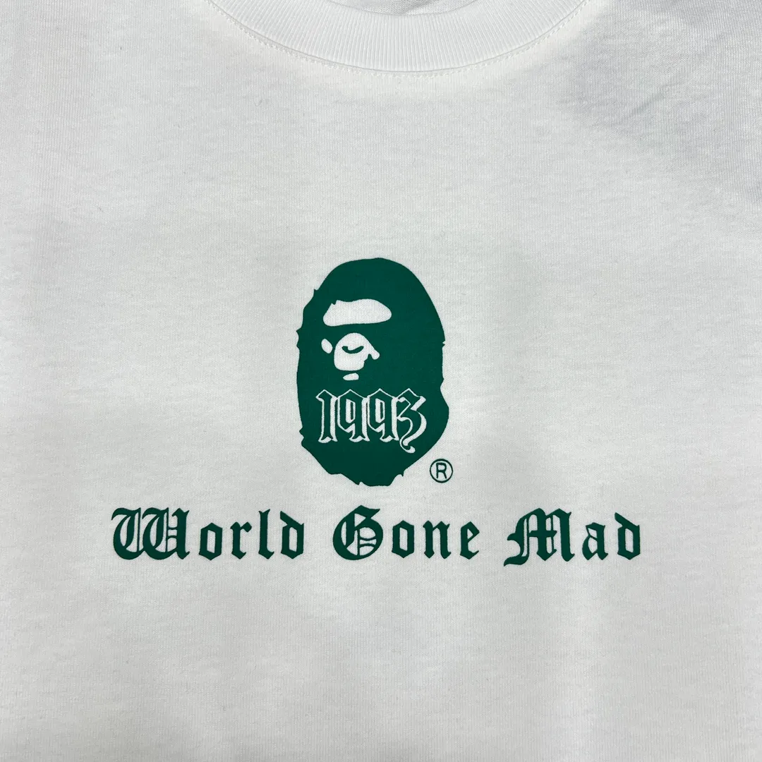 💰140 Bape Contrast Color Ape Head Letter Printing Linen Cotton 280g Customized Fabric Couple Style: S—XXL [Black Yellow White Green]