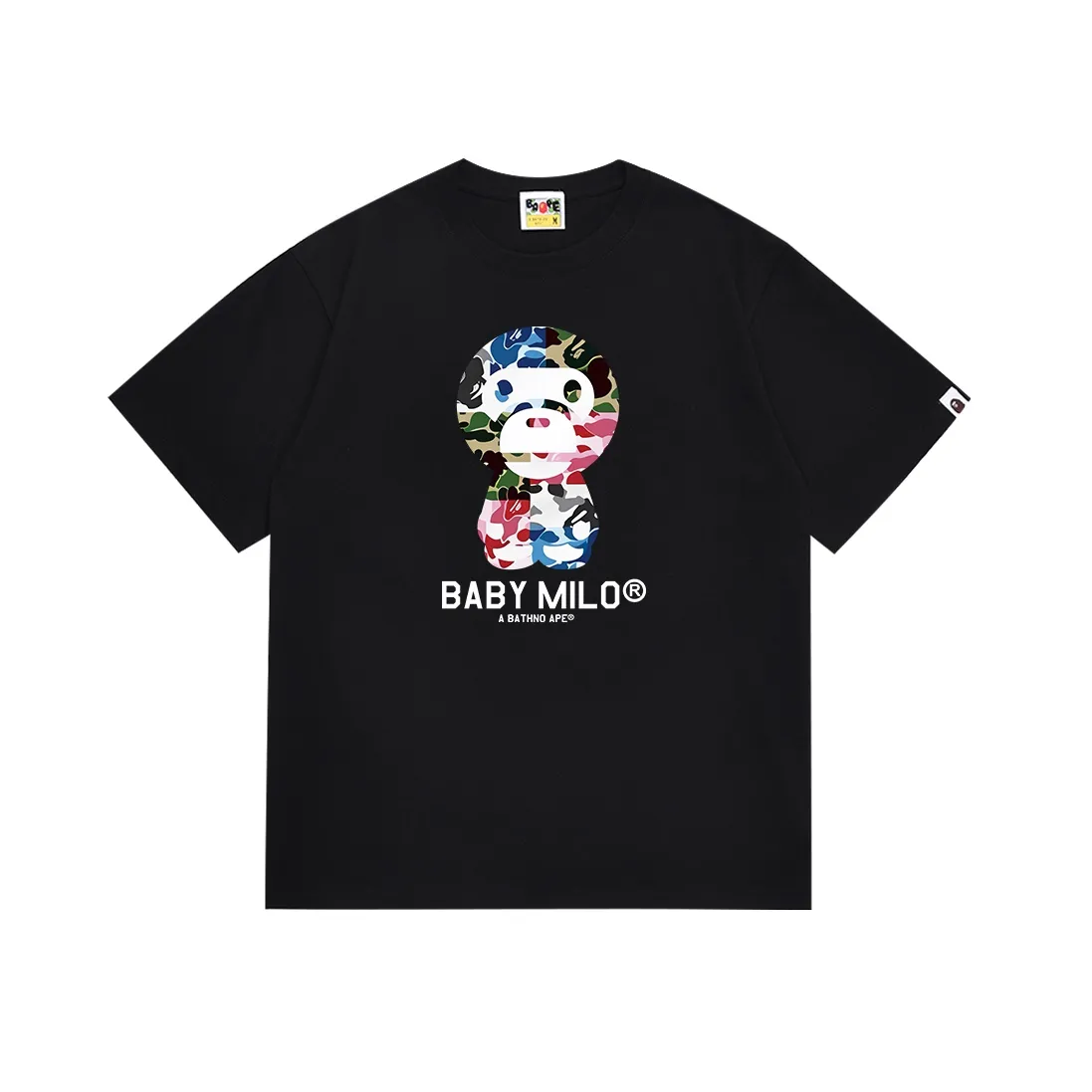 SC093#p110💰 (Top version) BAPE0ANC mixed camouflage little ape print short-sleeved T-shirt Made of 260 grams of high-quality high-weave pure cotton fabric, double yarn combed, soft and non-pilling texture, imported environmentally friendly printing glue, bright and three-dimensional pattern, quality 💥Same style for men and women, the upper body is fashionable Color: black white Size: S M L XL XXL