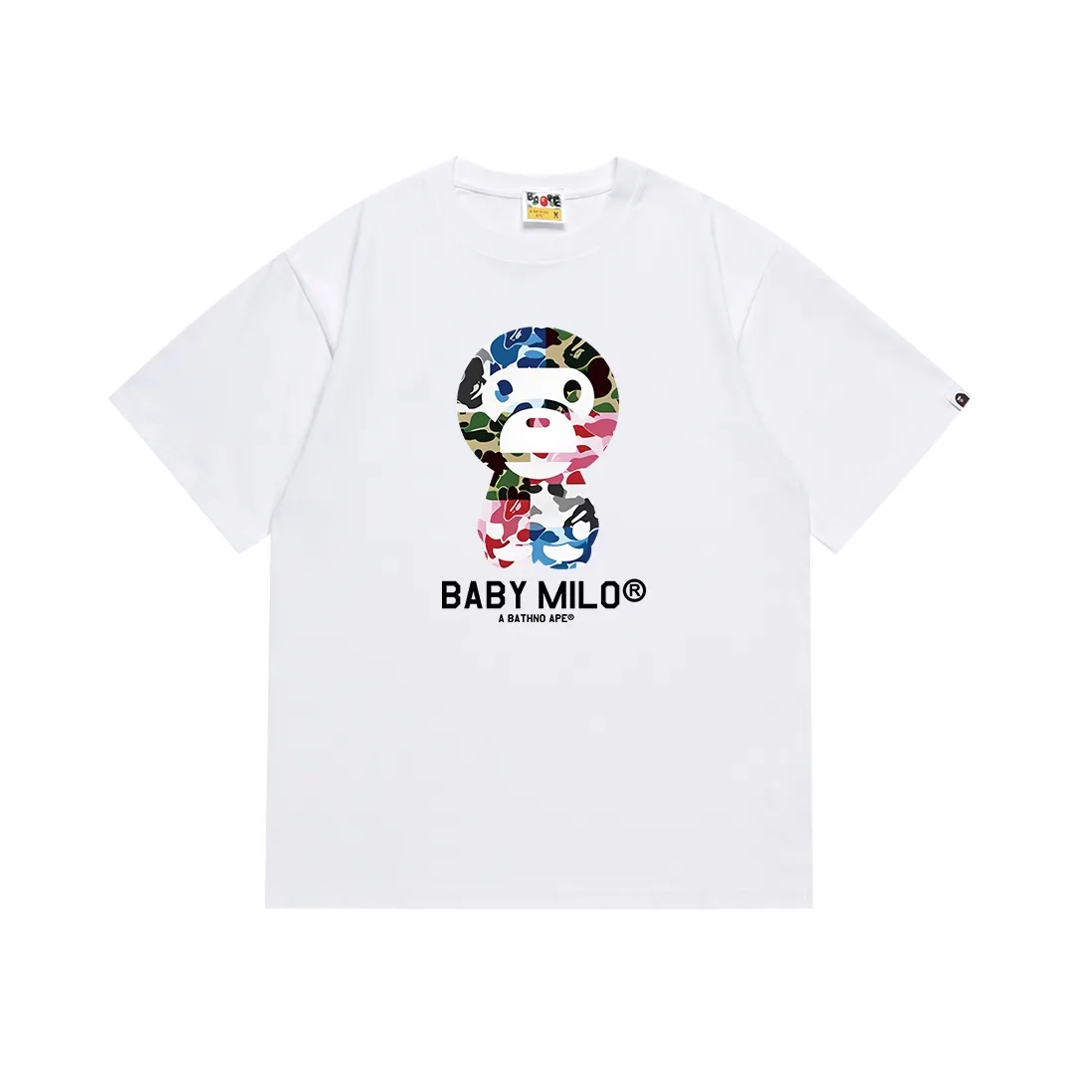 SC093#p110💰 (Top version) BAPE0ANC mixed camouflage little ape print short-sleeved T-shirt Made of 260 grams of high-quality high-weave pure cotton fabric, double yarn combed, soft and non-pilling texture, imported environmentally friendly printing glue, bright and three-dimensional pattern, quality 💥Same style for men and women, the upper body is fashionable Color: black white Size: S M L XL XXL