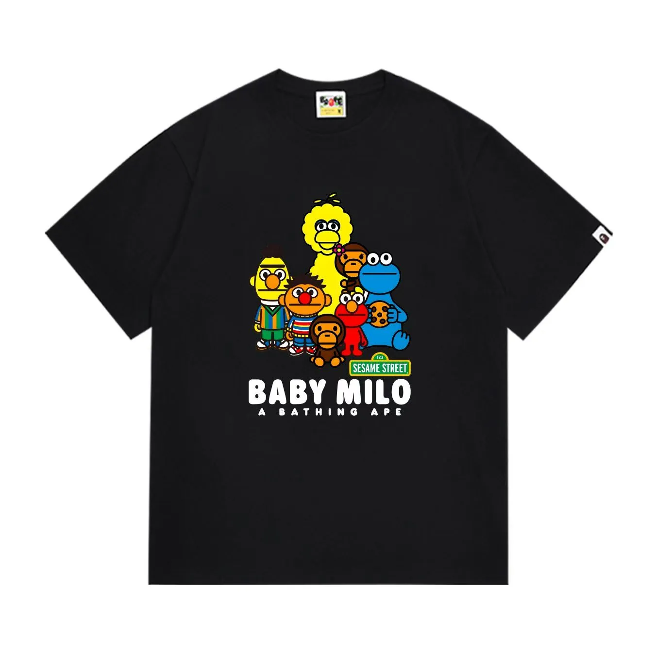 SC297#p110💰 (top version) BAPE is made of 260 grams of high-quality high-weave pure cotton fabric, double yarn combed, soft and non-pilling, imported environmentally friendly printing glue, bright and three-dimensional patterns, quality 💥Same style for men and women, the upper body is trendy Color: Black White Size: S M L XL XXL